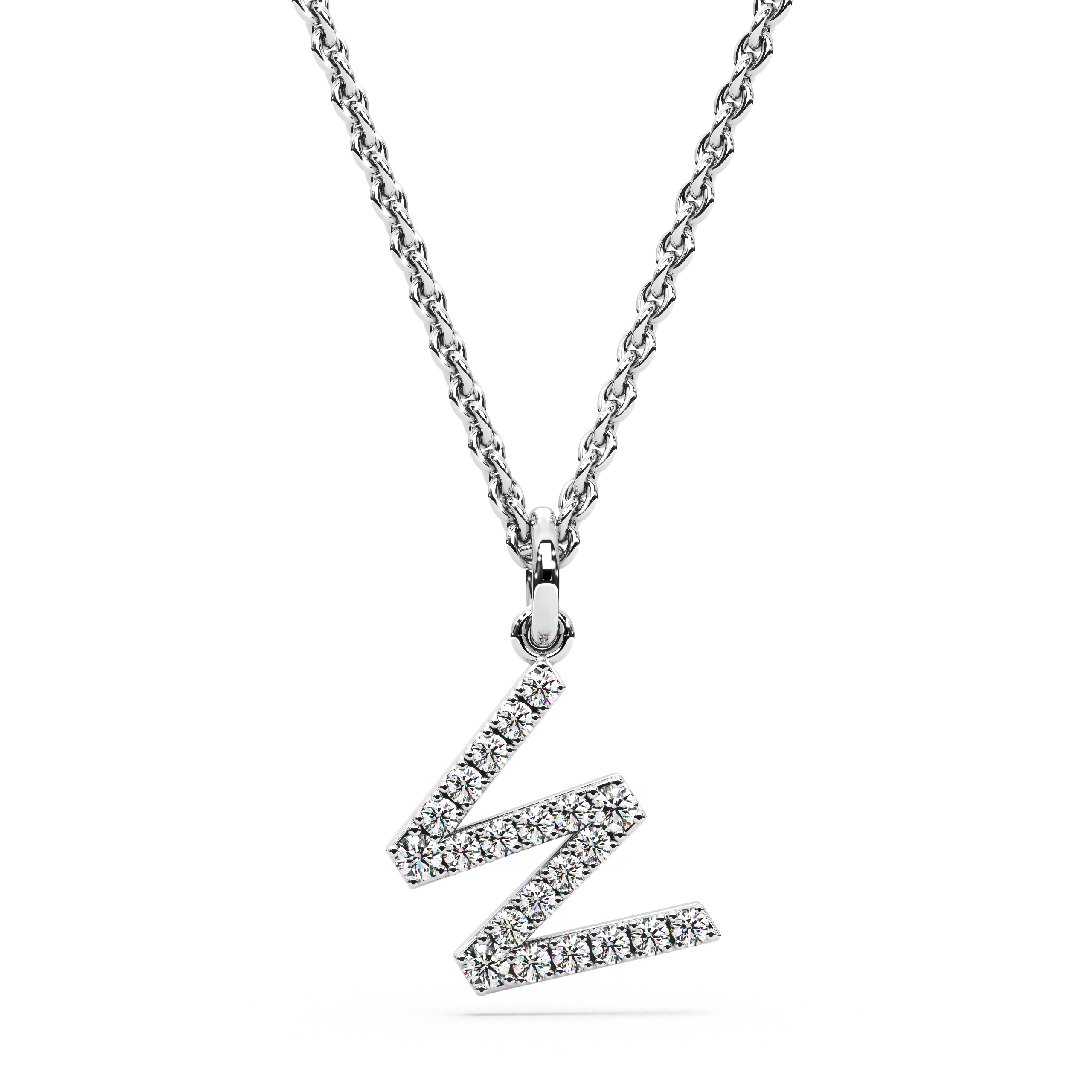 "W" Diamond Initial Pendant - 10mm