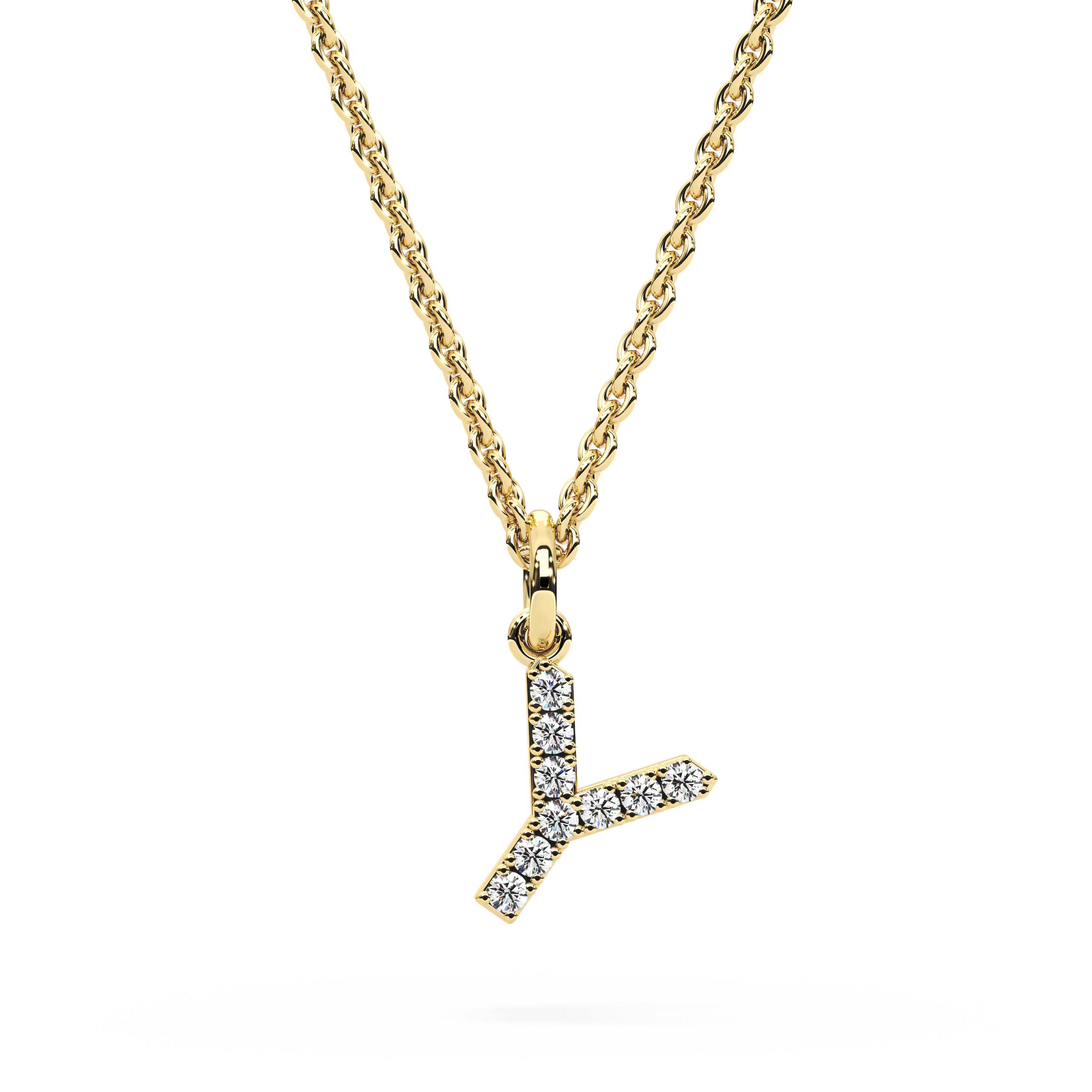 "Y" Diamond Initial Pendant - 10mm