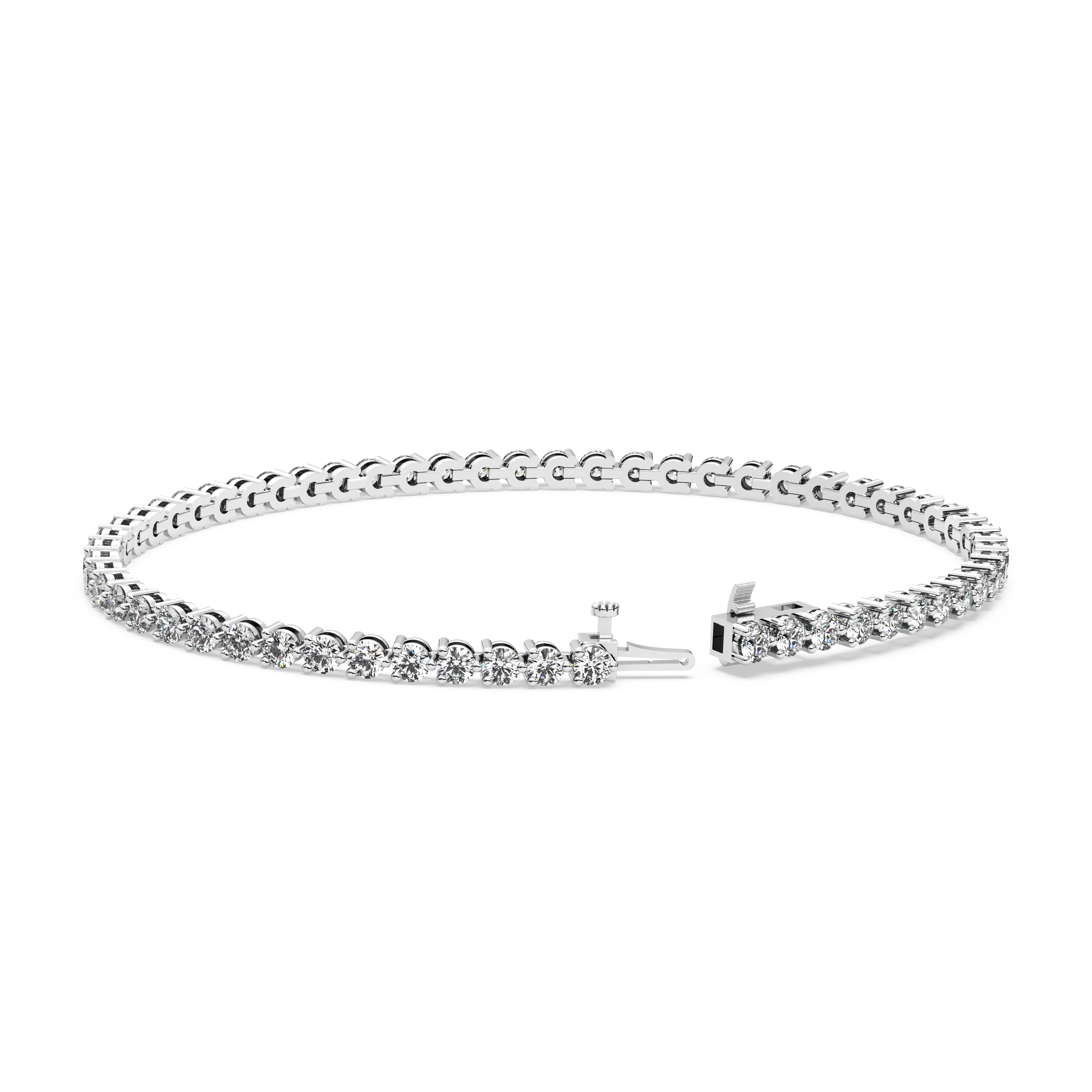 Three-Prong Diamond Tennis Bracelet (4.125 TCW)
