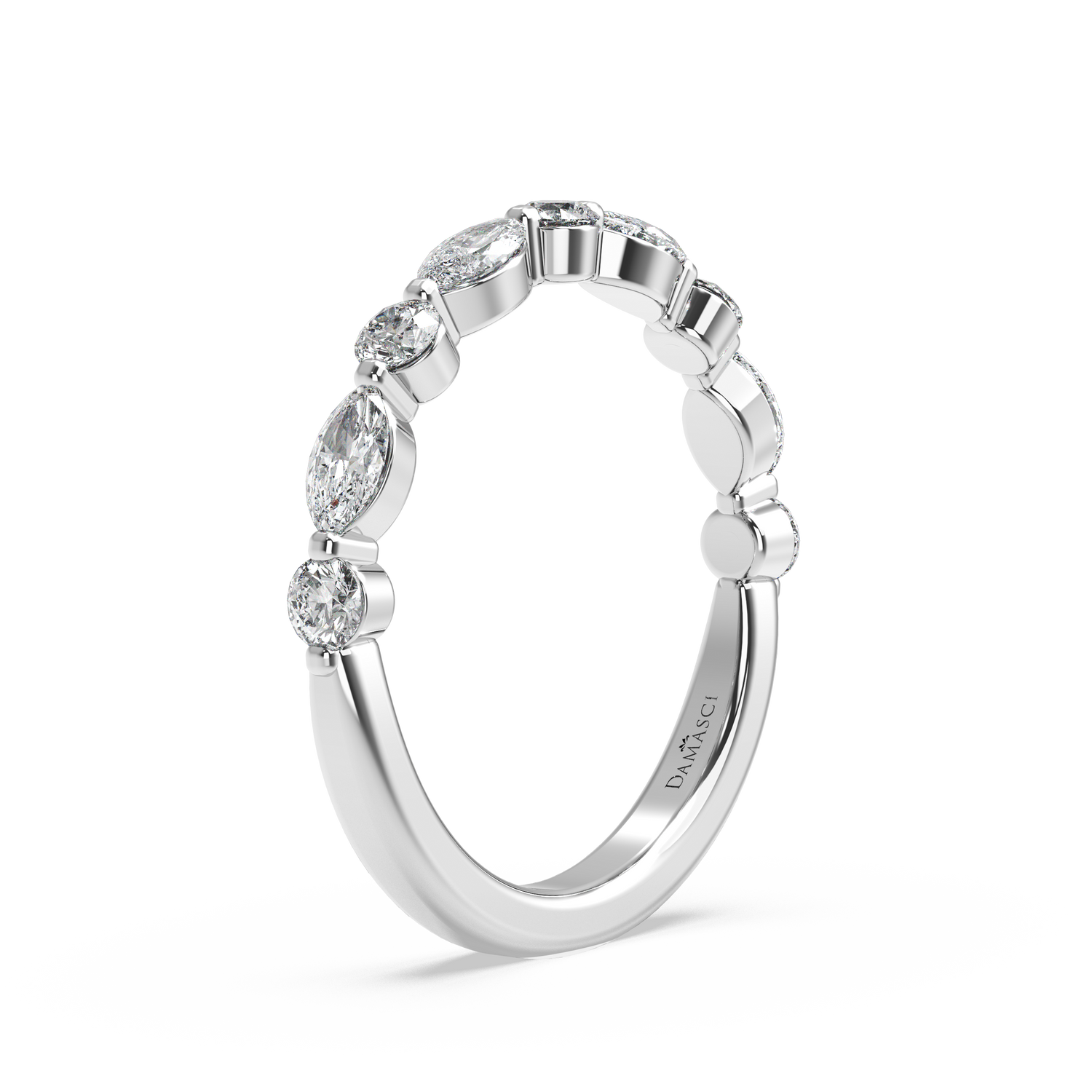 Marquise-Round Single Prong Wedding Ring