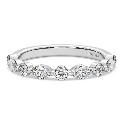 Marquise-Round Single Prong Wedding Ring
