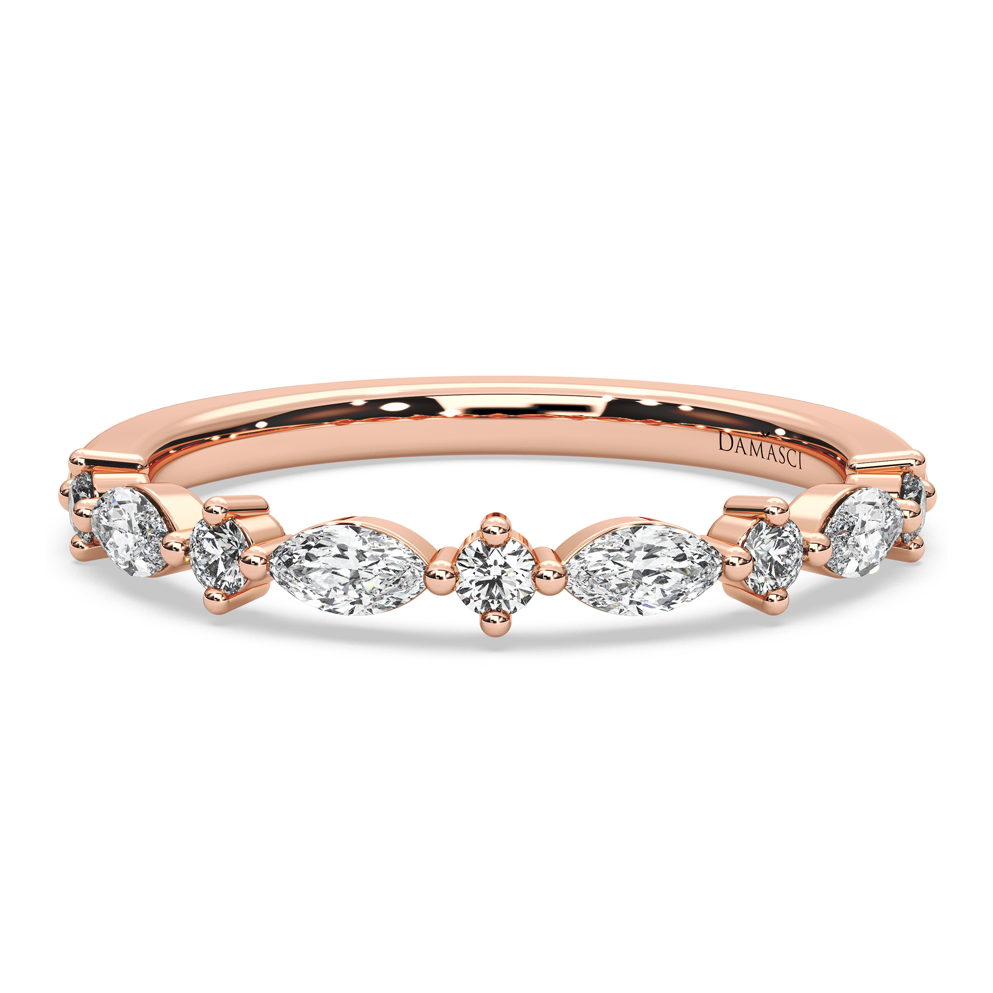 Alternating Marquise-Round in Prong Setting Wedding Ring (0.30 T.C.W)