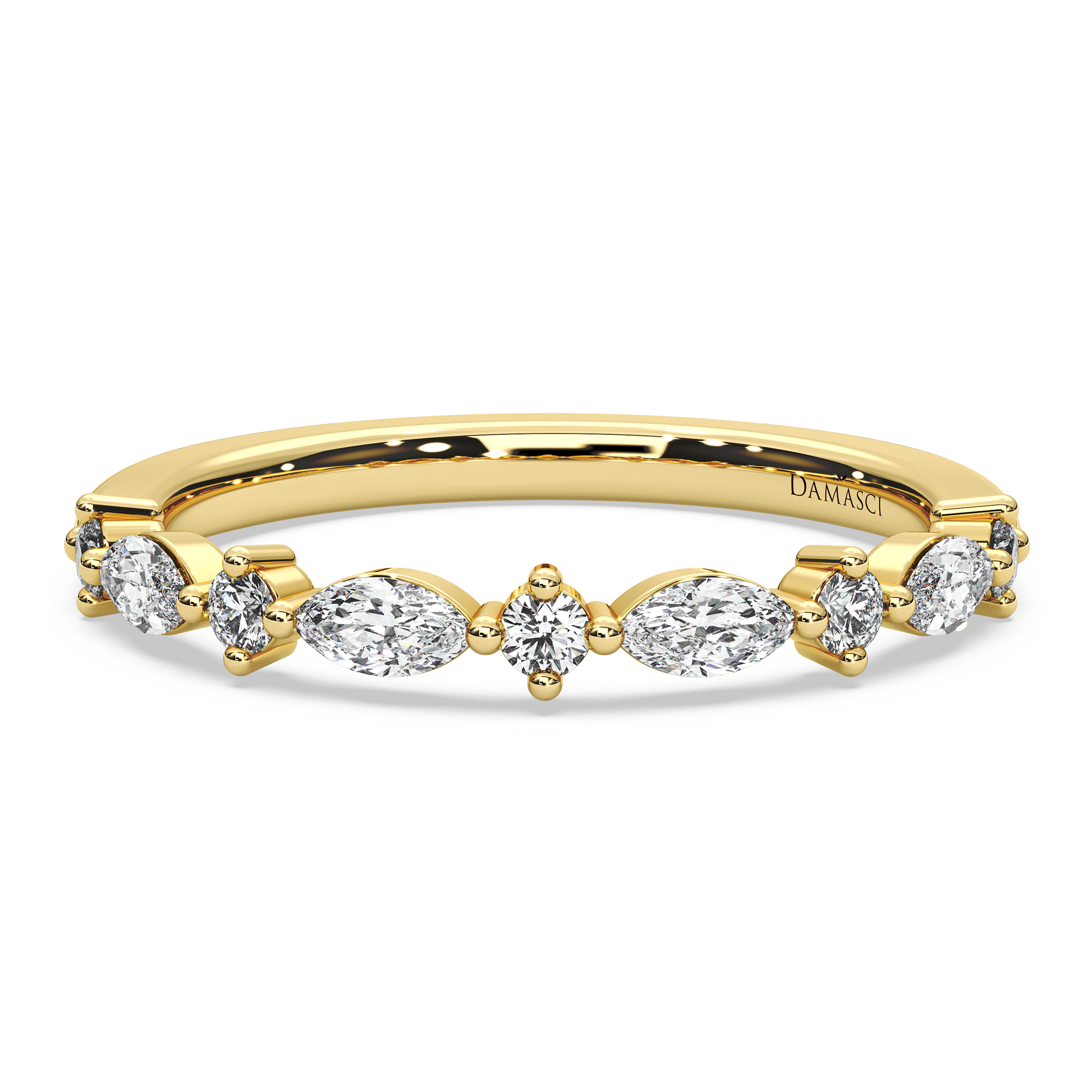 Alternating Marquise-Round in Prong Setting Wedding Ring (0.30 T.C.W)