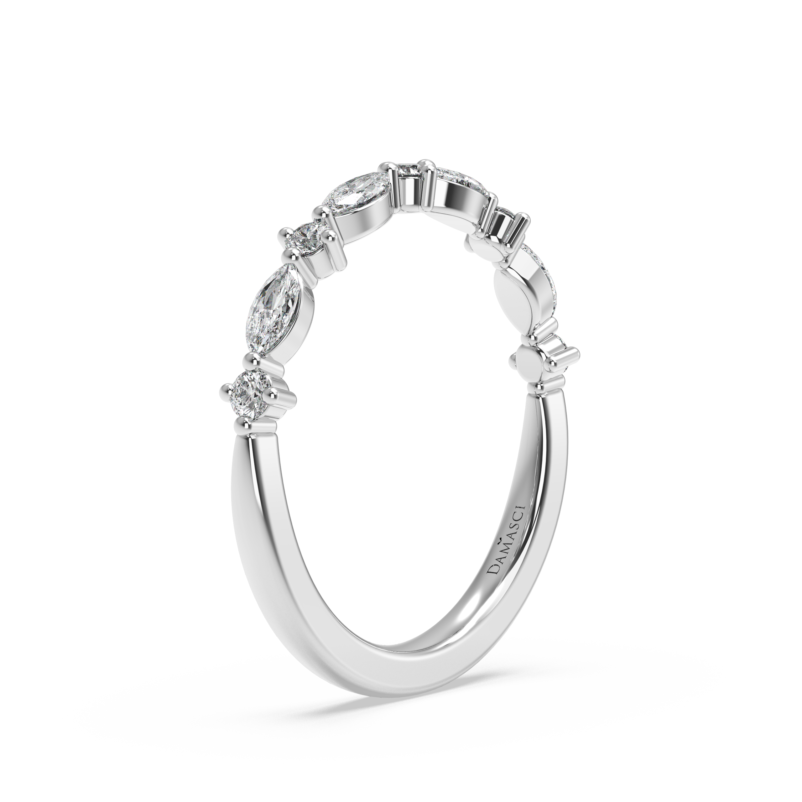 Alternating Marquise-Round in Prong Setting Wedding Ring (0.30 T.C.W)
