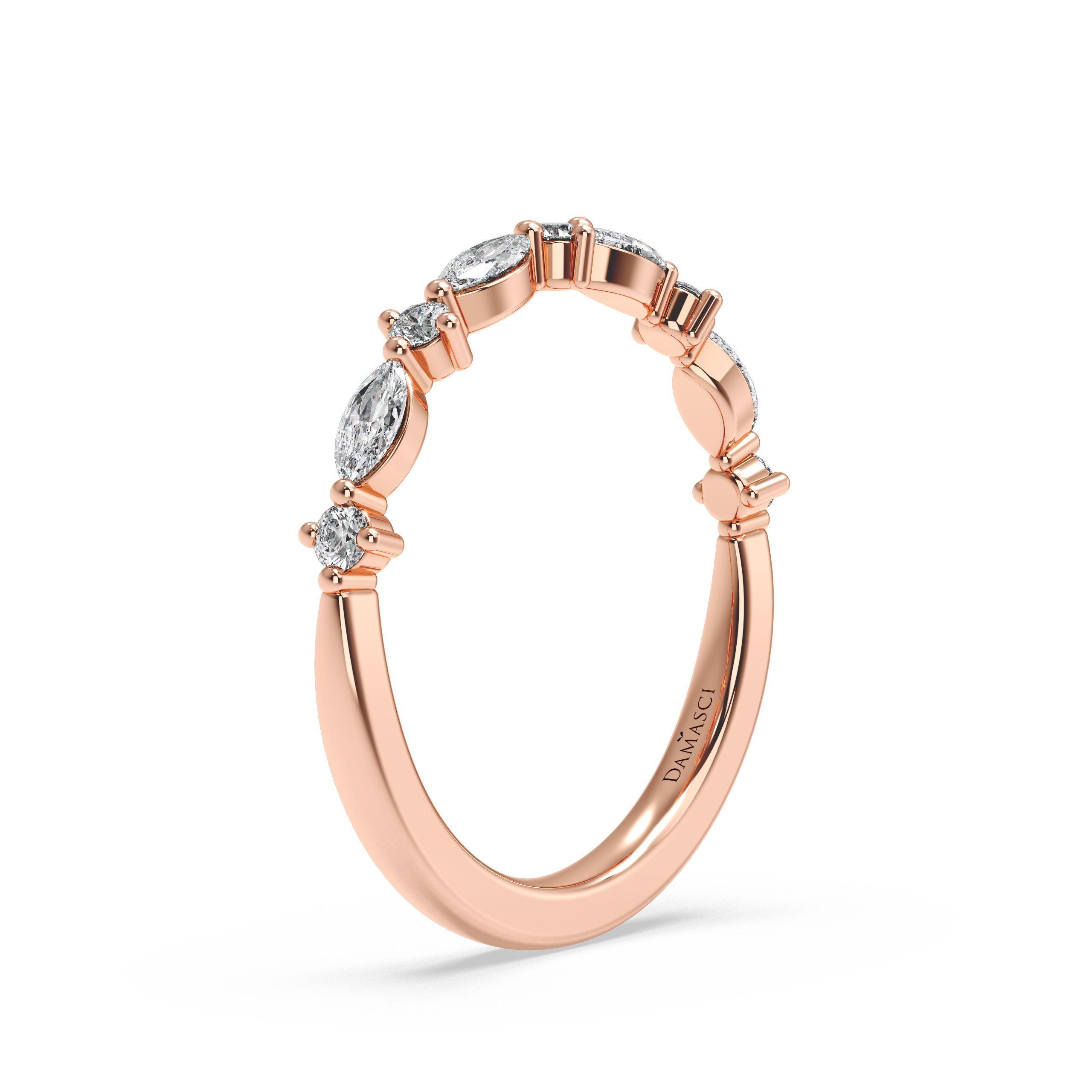 Alternating Marquise-Round in Prong Setting Wedding Ring (0.30 T.C.W)
