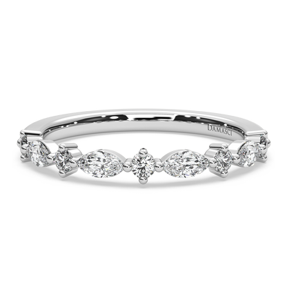 Marquise-Round in Prong Setting Wedding Ring