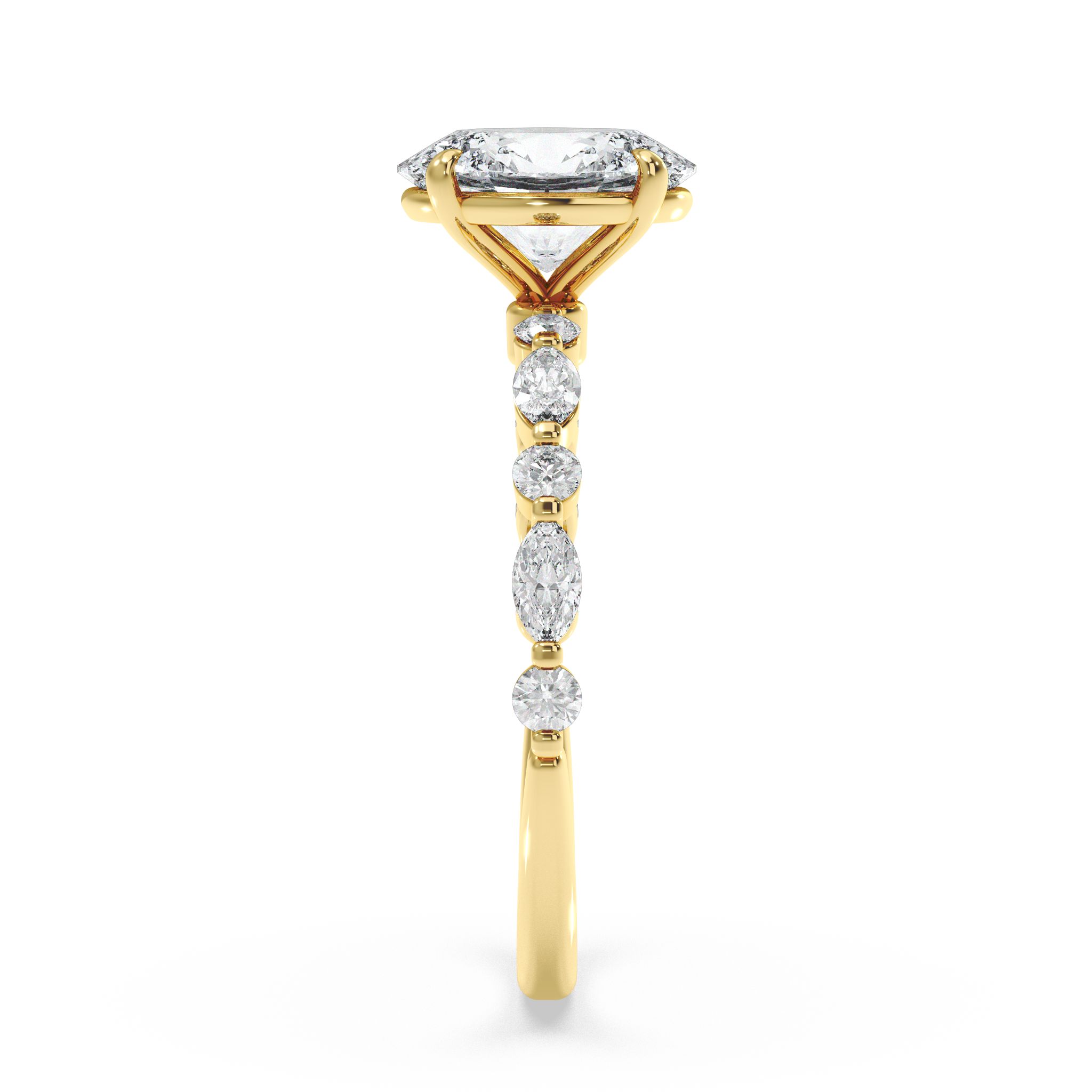 Classic Top with Round and Marquise Diamonds - Oval