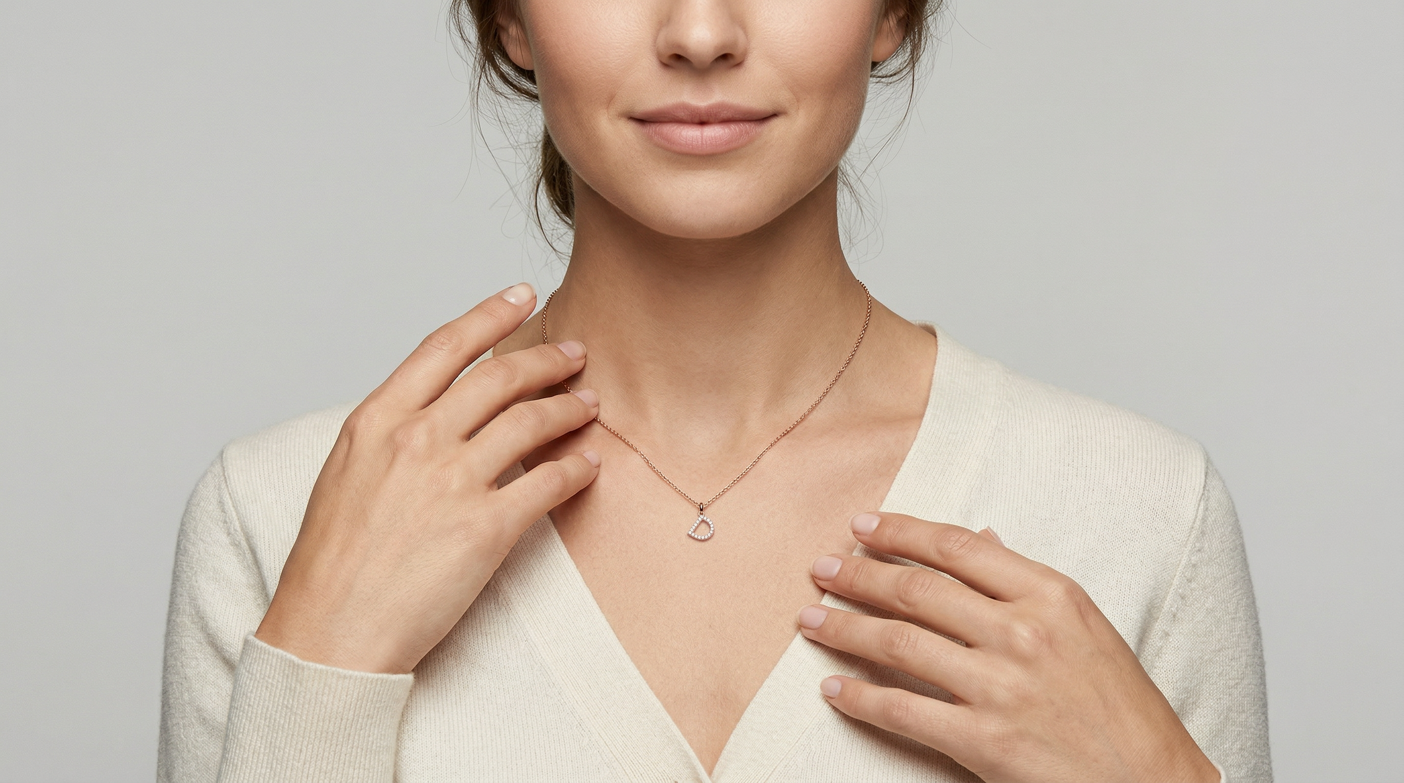 "D" Diamond Initial Pendant - 10mm