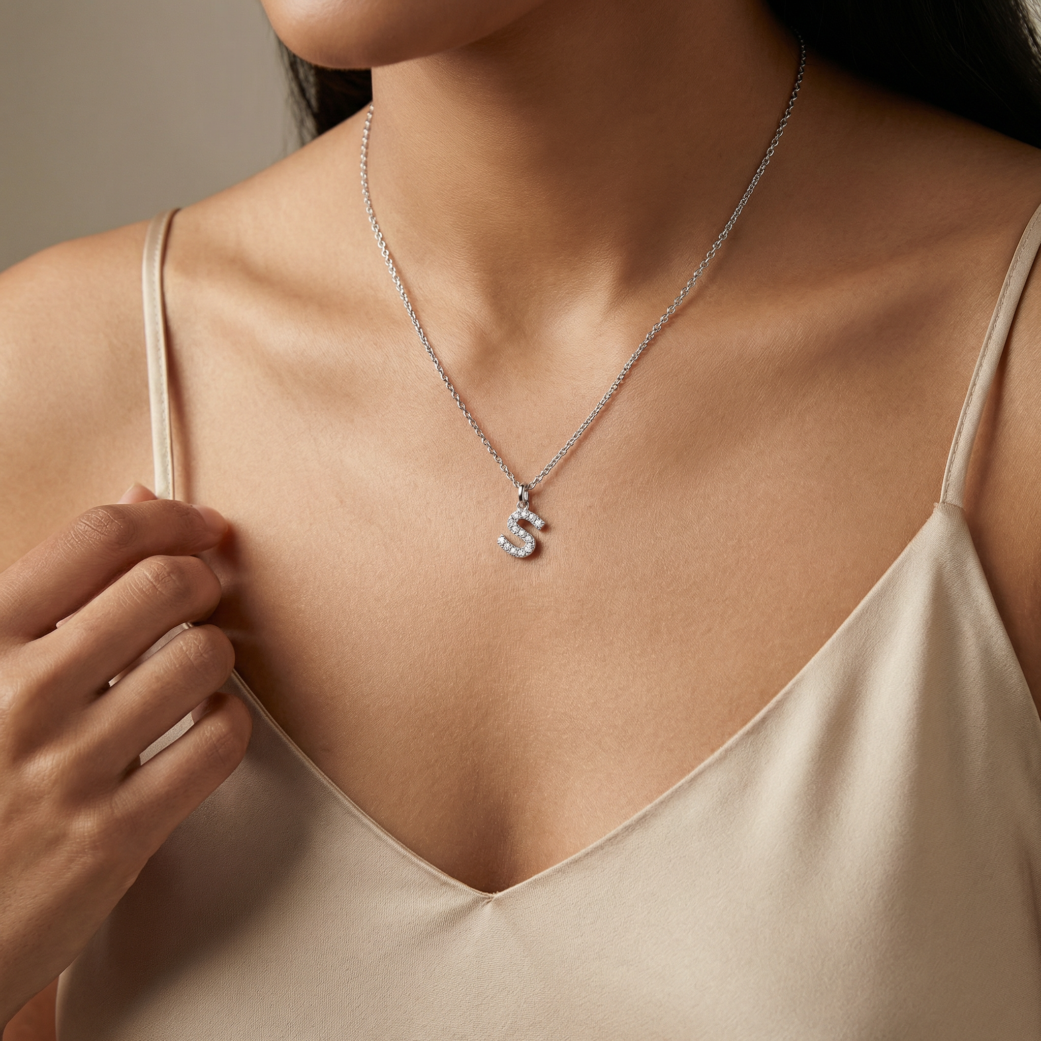 "S" Diamond Initial Pendant