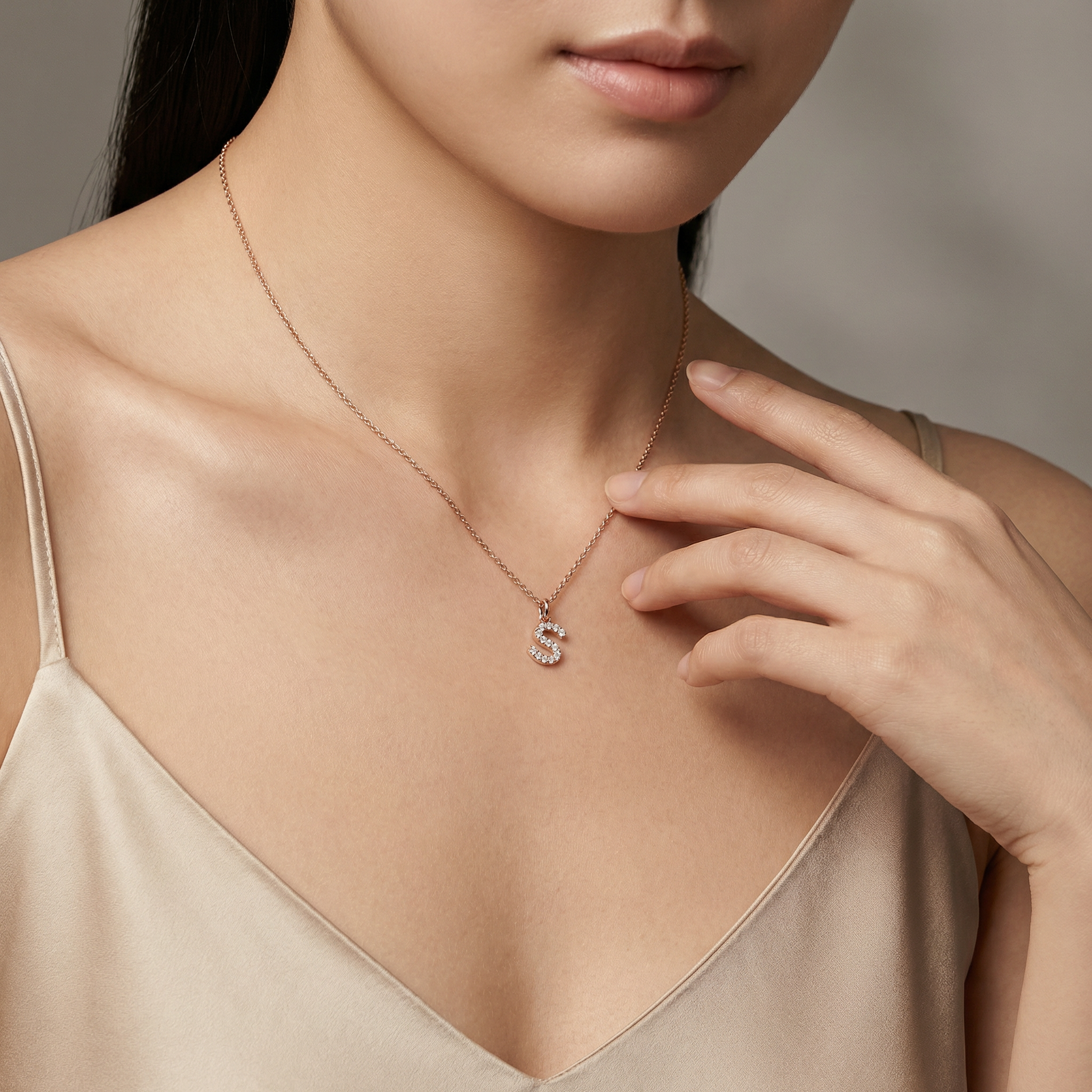 "S" Diamond Initial Pendant