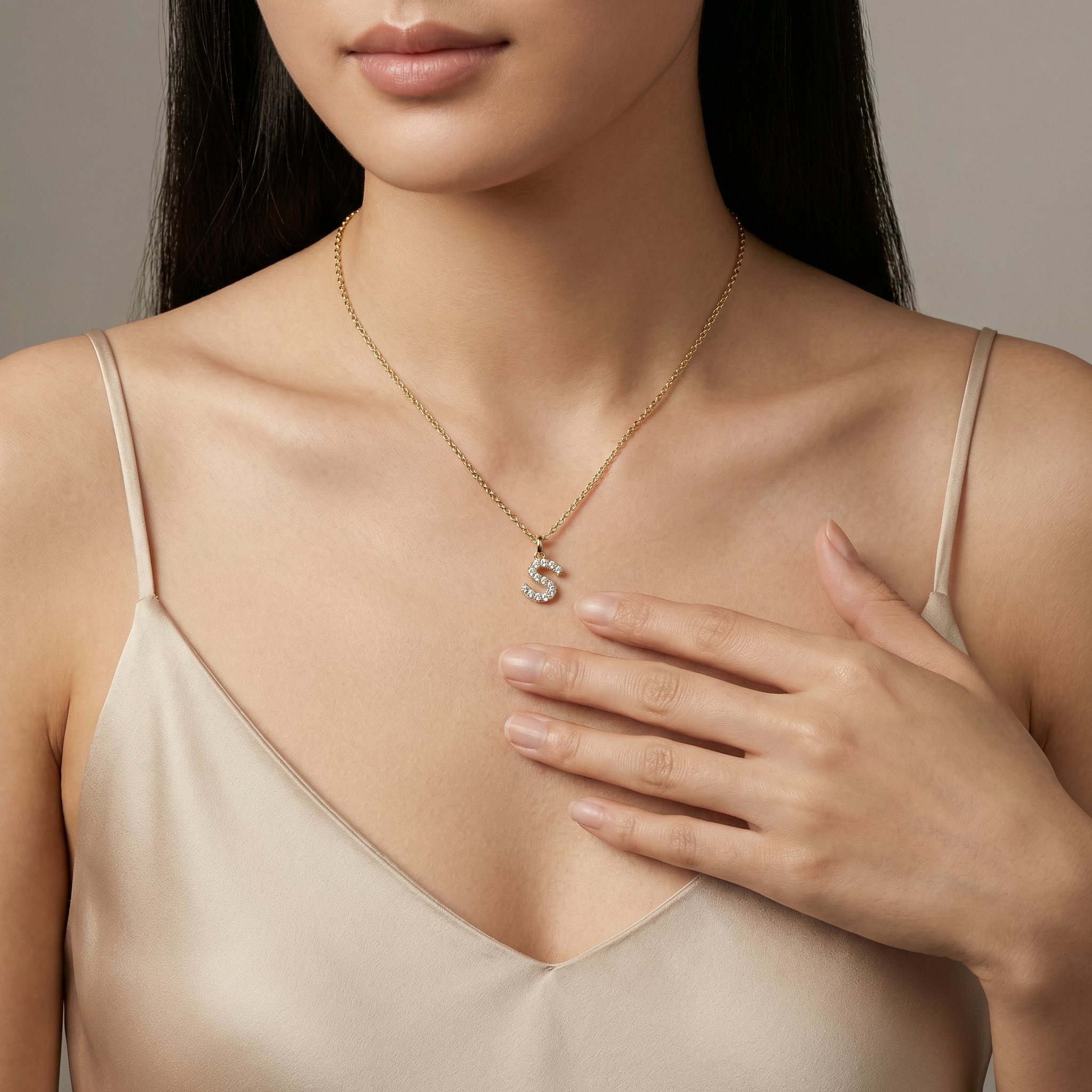 "S" Diamond Initial Pendant