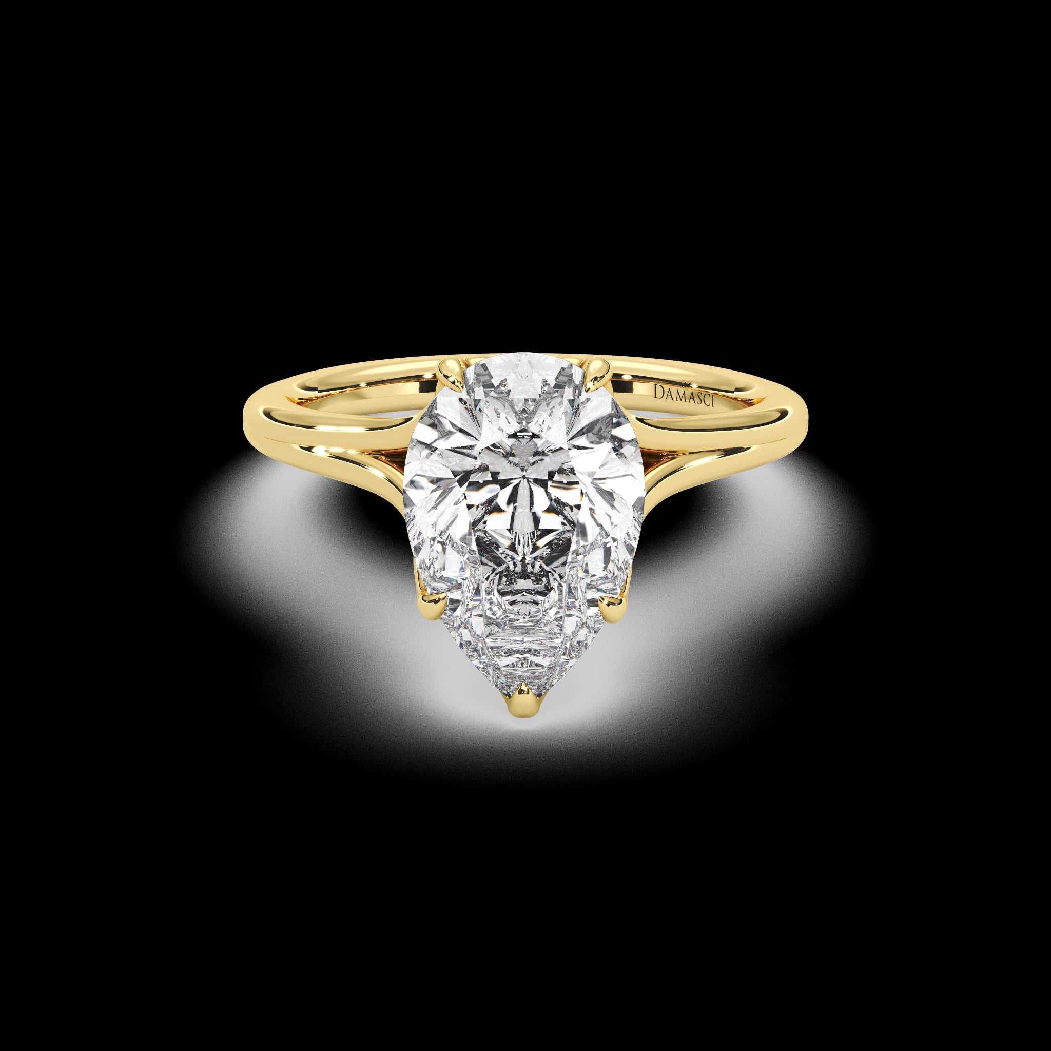 Flowing Tulip Hidden Halo Engagement Ring - Pear