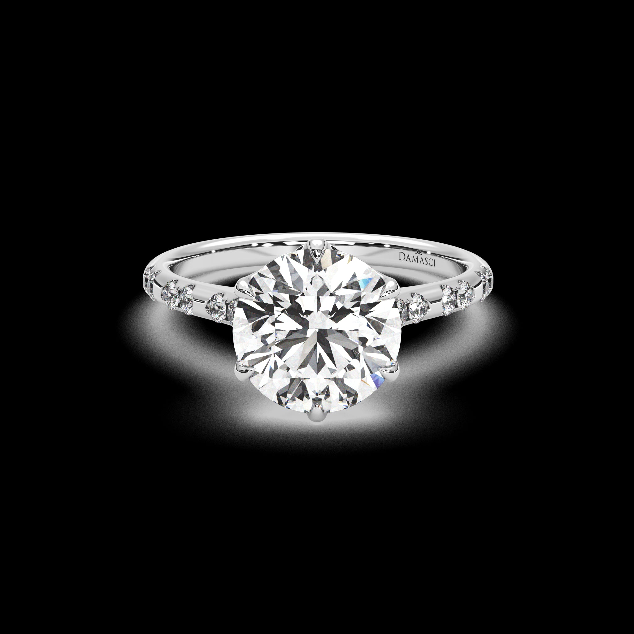 Segmented Cathedral Tulip Engagement Ring - Round