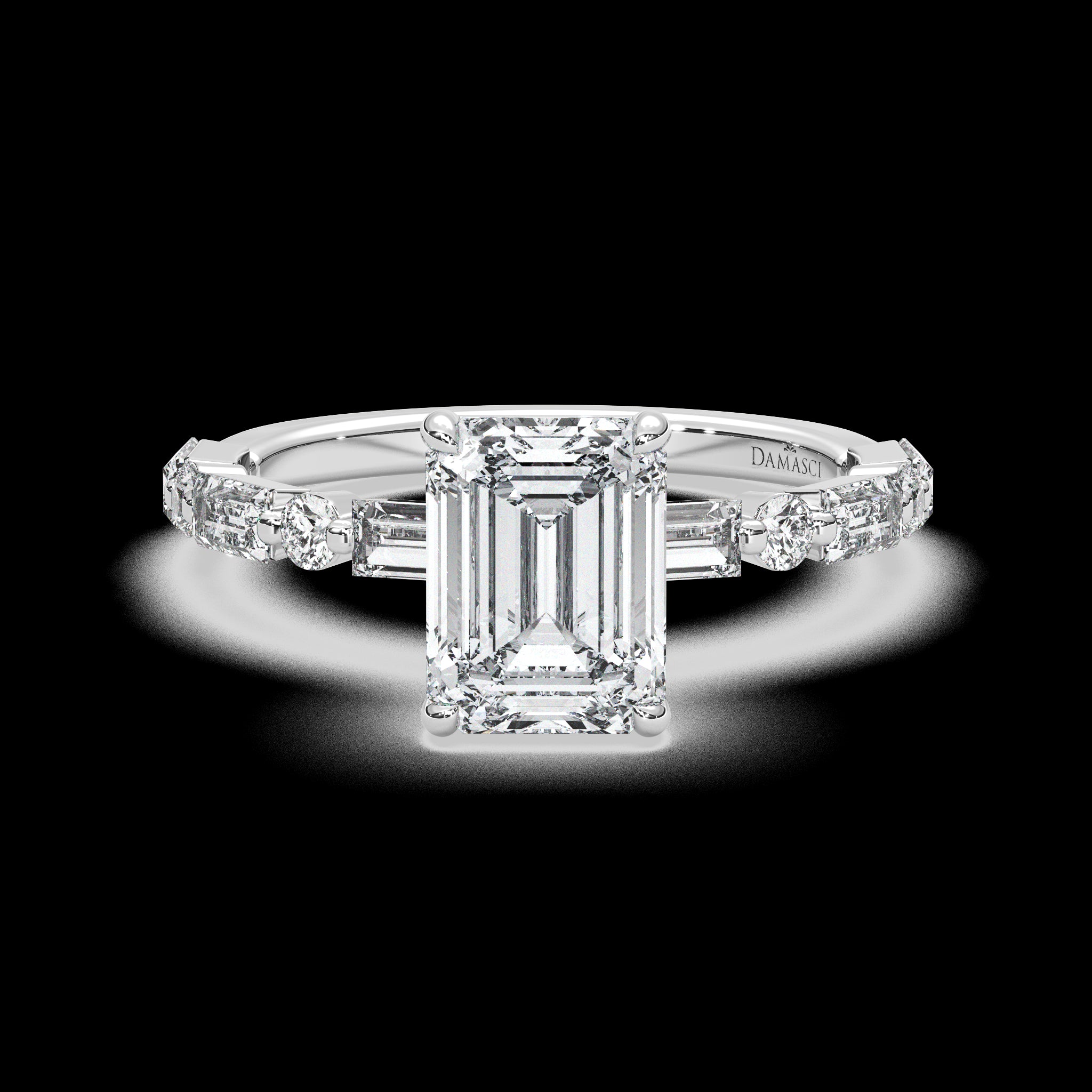 Classic Top with Baguette and Round Diamonds - Emerald