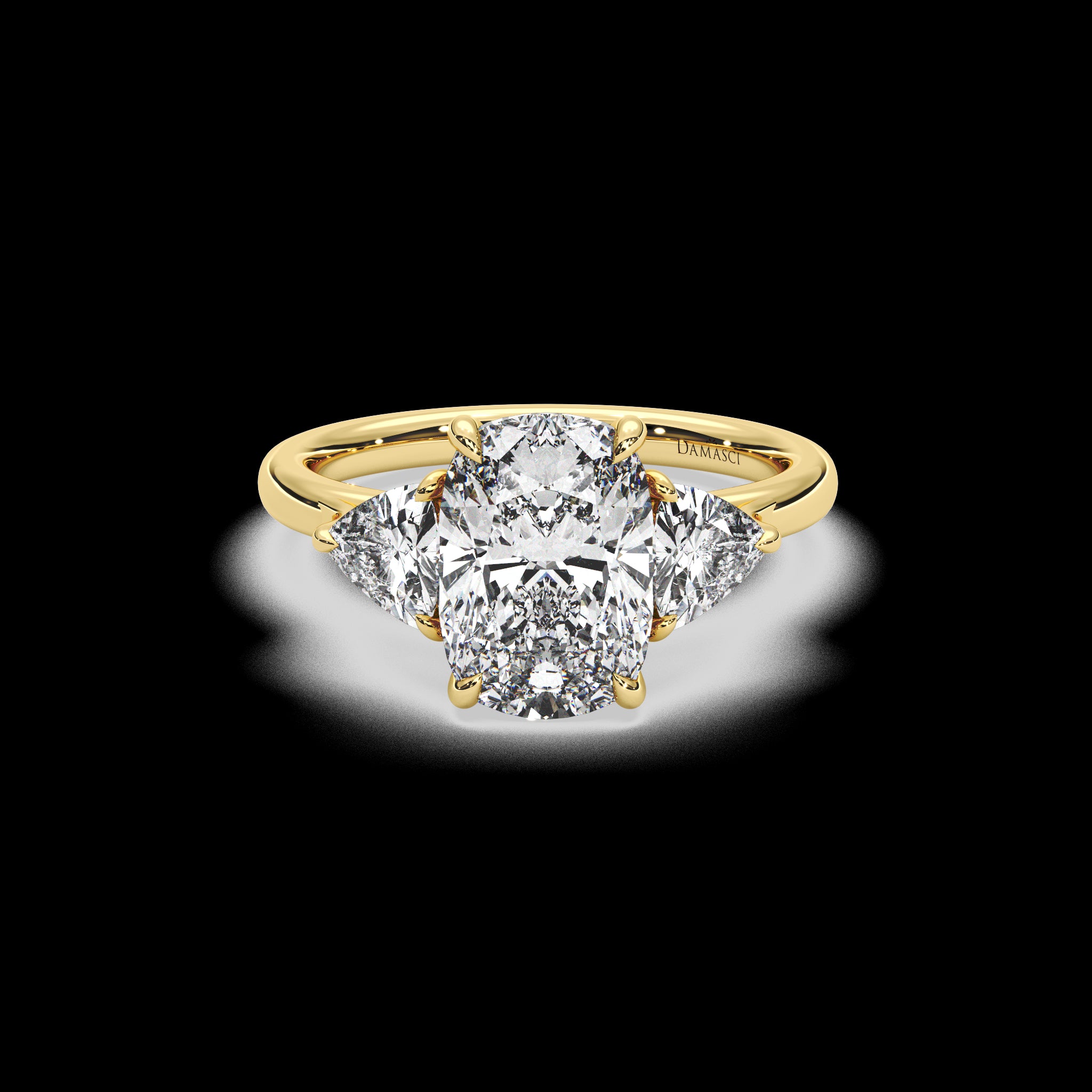 Trillion Three-Stone Diamond Ring - Elongated Cushion