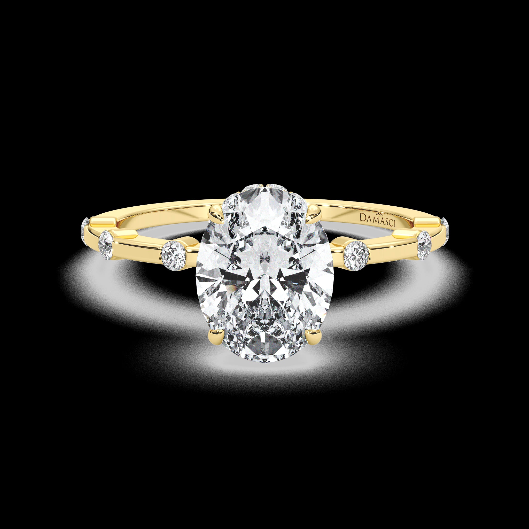 Hidden Halo with Segmented Round Diamonds - Oval