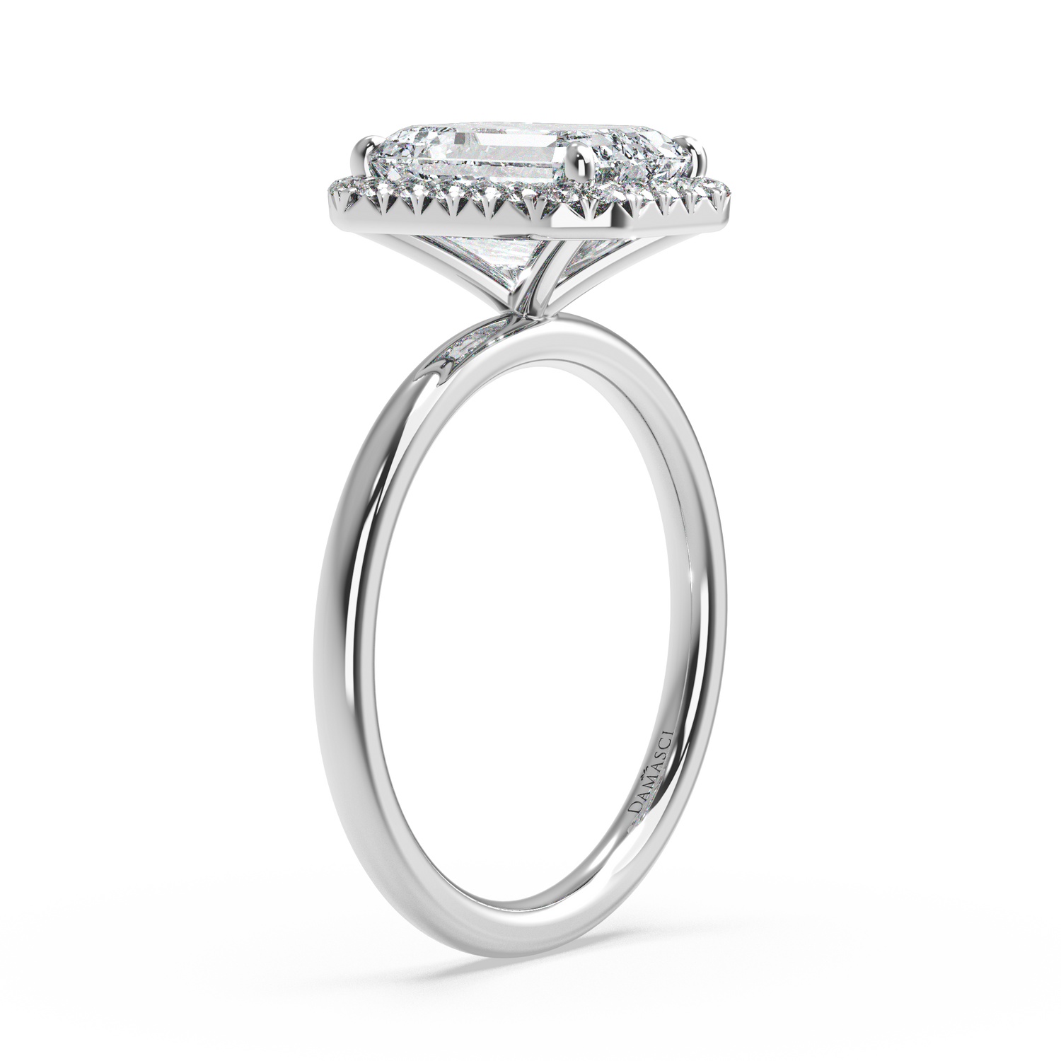 Top Halo with Simple Band - Emerald