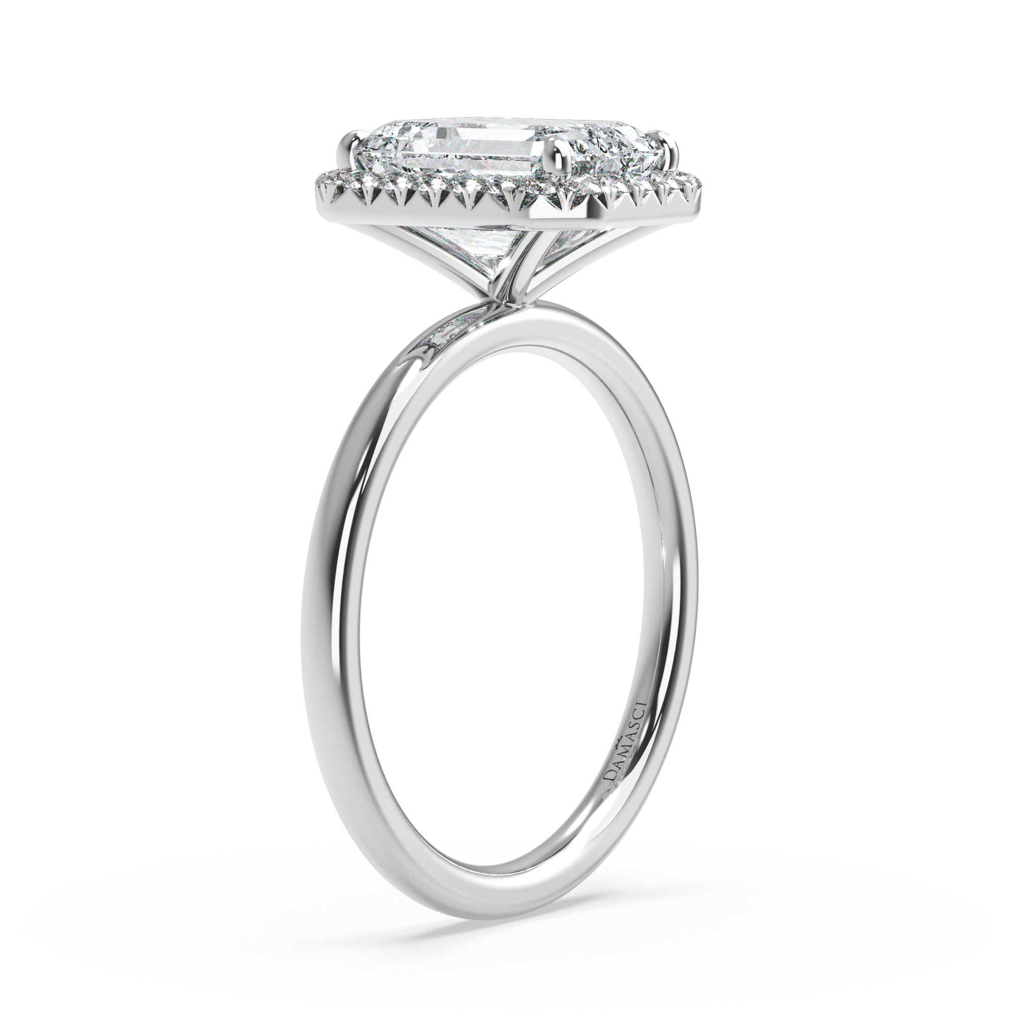 Top Halo with Simple Band - Emerald