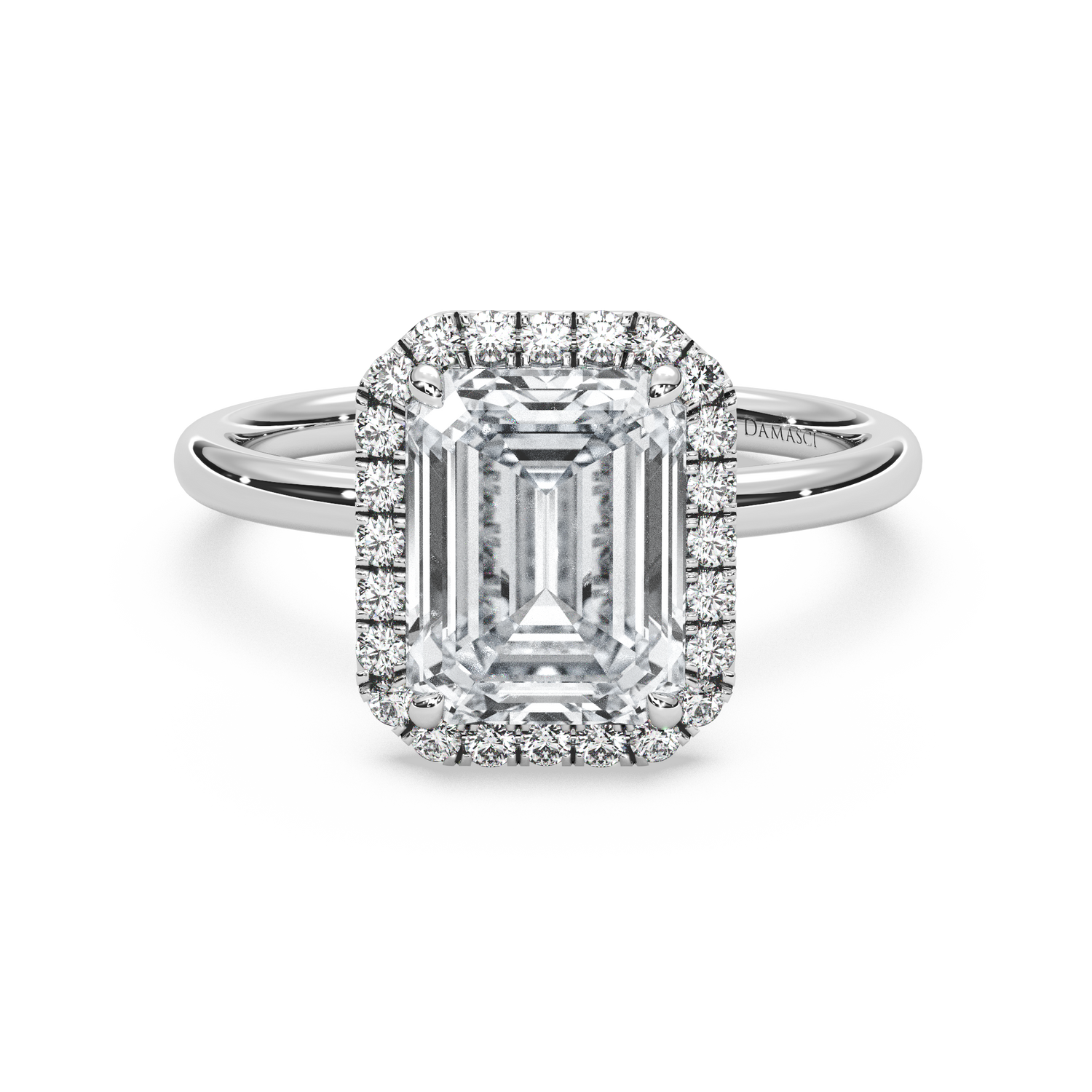 Top Halo with Simple Band - Emerald