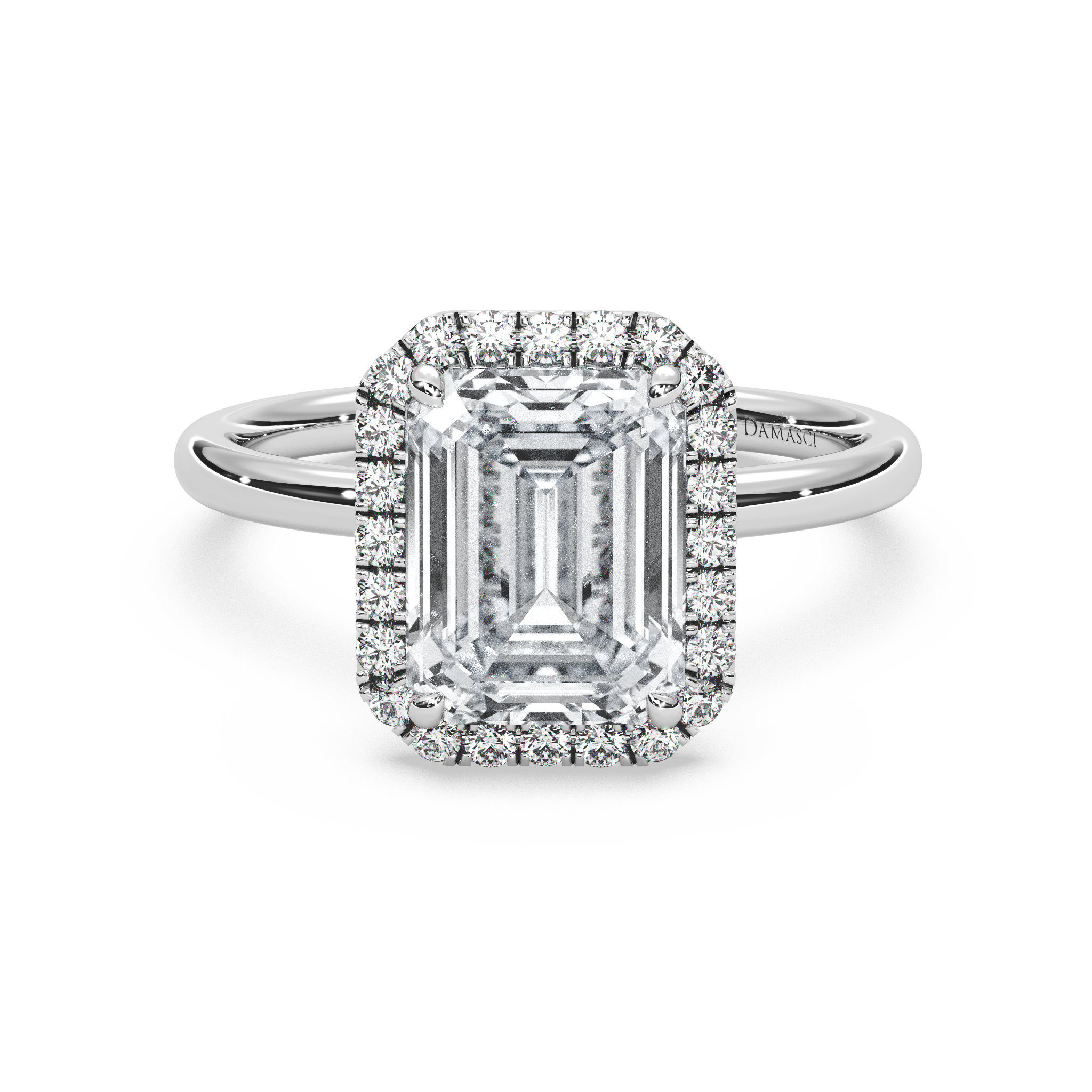 Top Halo with Simple Band - Emerald