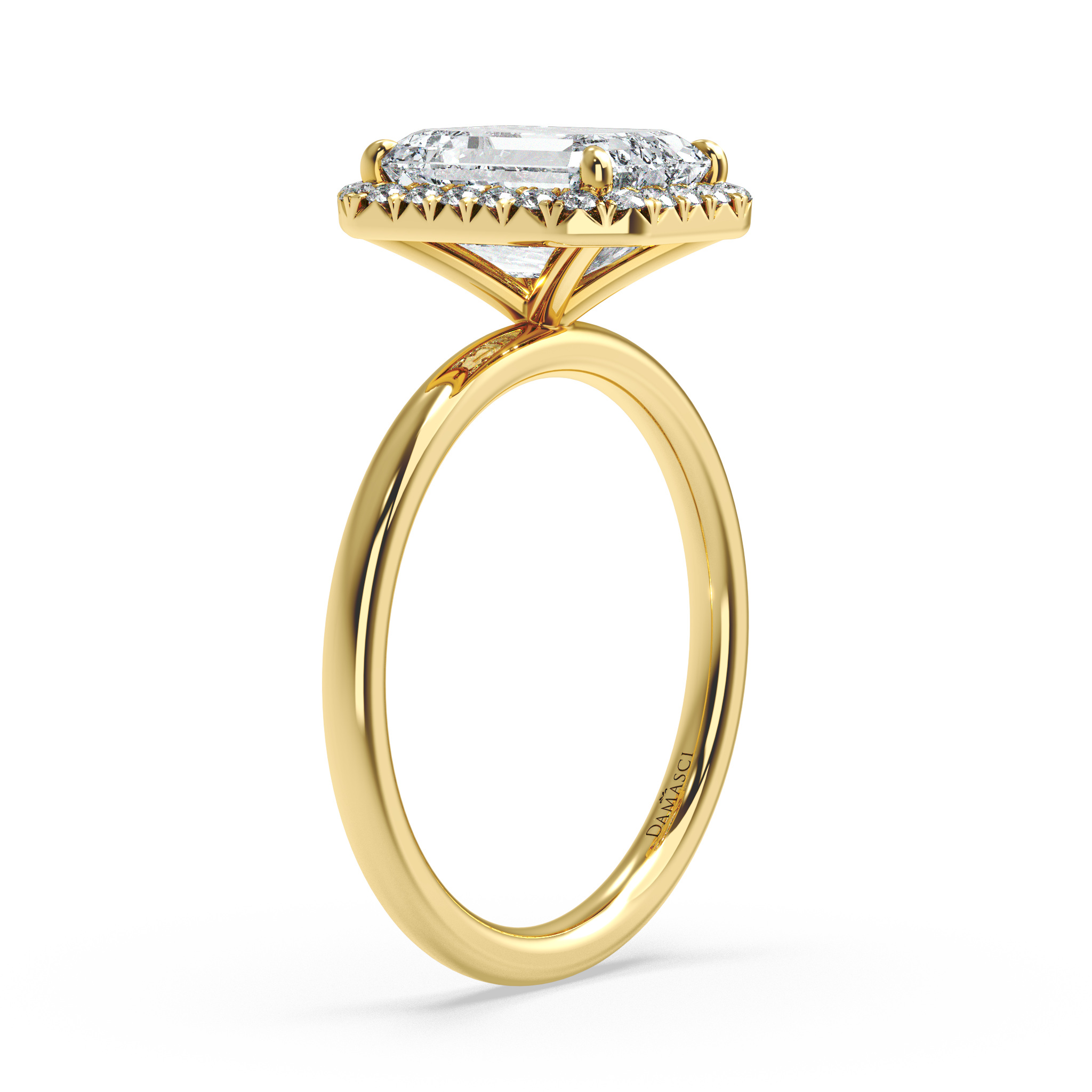 Top Halo with Simple Band - Emerald