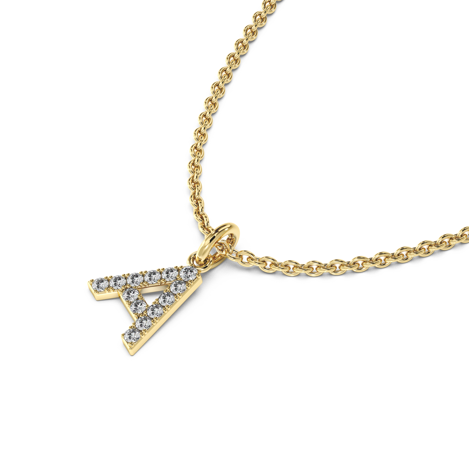 "A" Diamond Initial Pendant