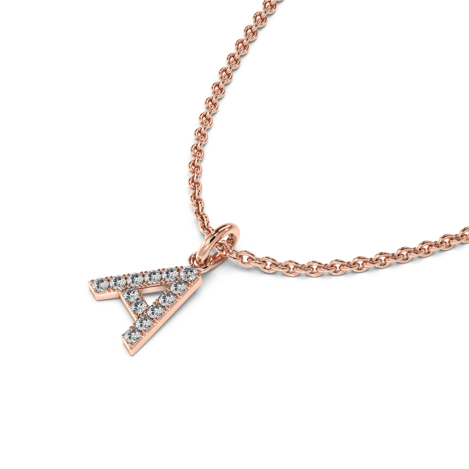 "A" Diamond Initial Pendant