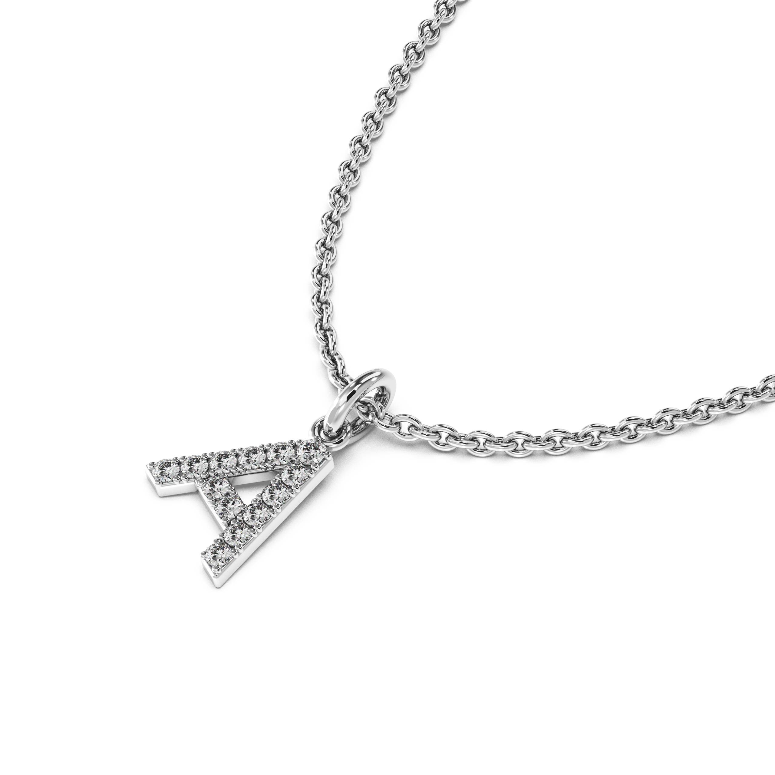"A" Diamond Initial Pendant