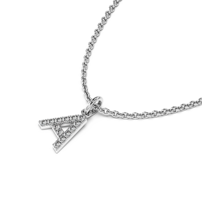 "A" Diamond Initial Pendant