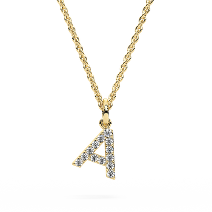 "A" Diamond Initial Pendant