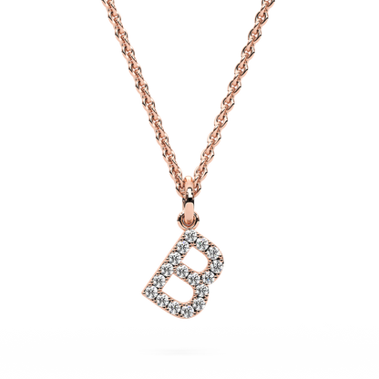&quot;B&quot; Diamond Initial Pendant - 10mm