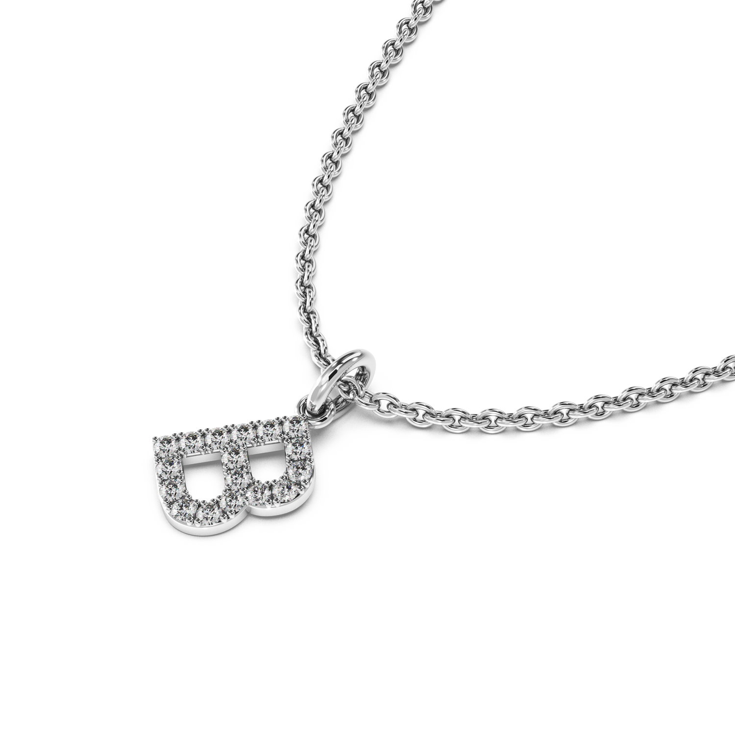 &quot;B&quot; Diamond Initial Pendant - 10mm