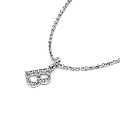 &quot;B&quot; Diamond Initial Pendant - 10mm