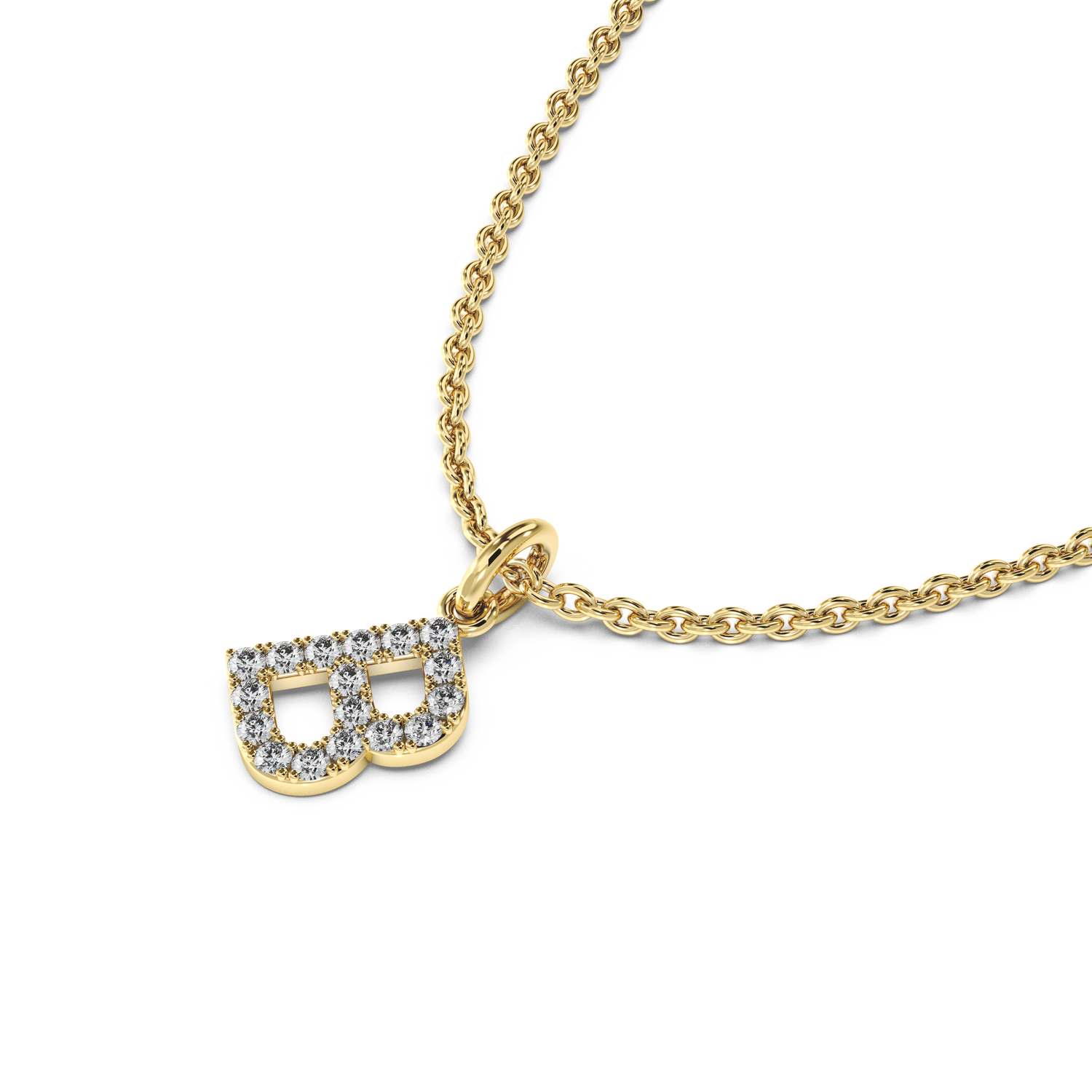&quot;B&quot; Diamond Initial Pendant - 10mm