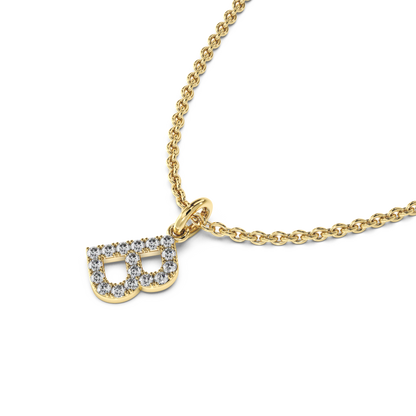 &quot;B&quot; Diamond Initial Pendant - 10mm