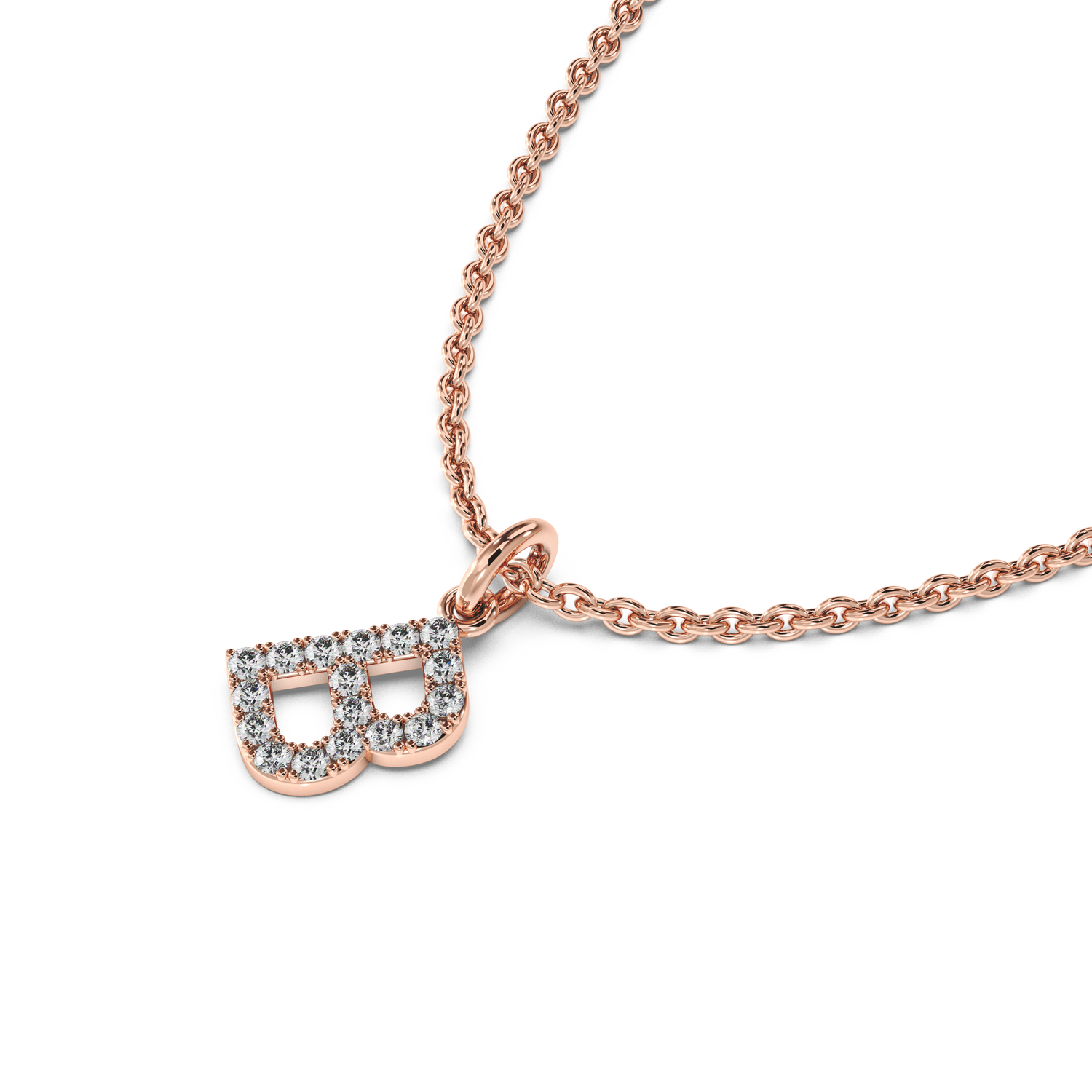 &quot;B&quot; Diamond Initial Pendant - 10mm