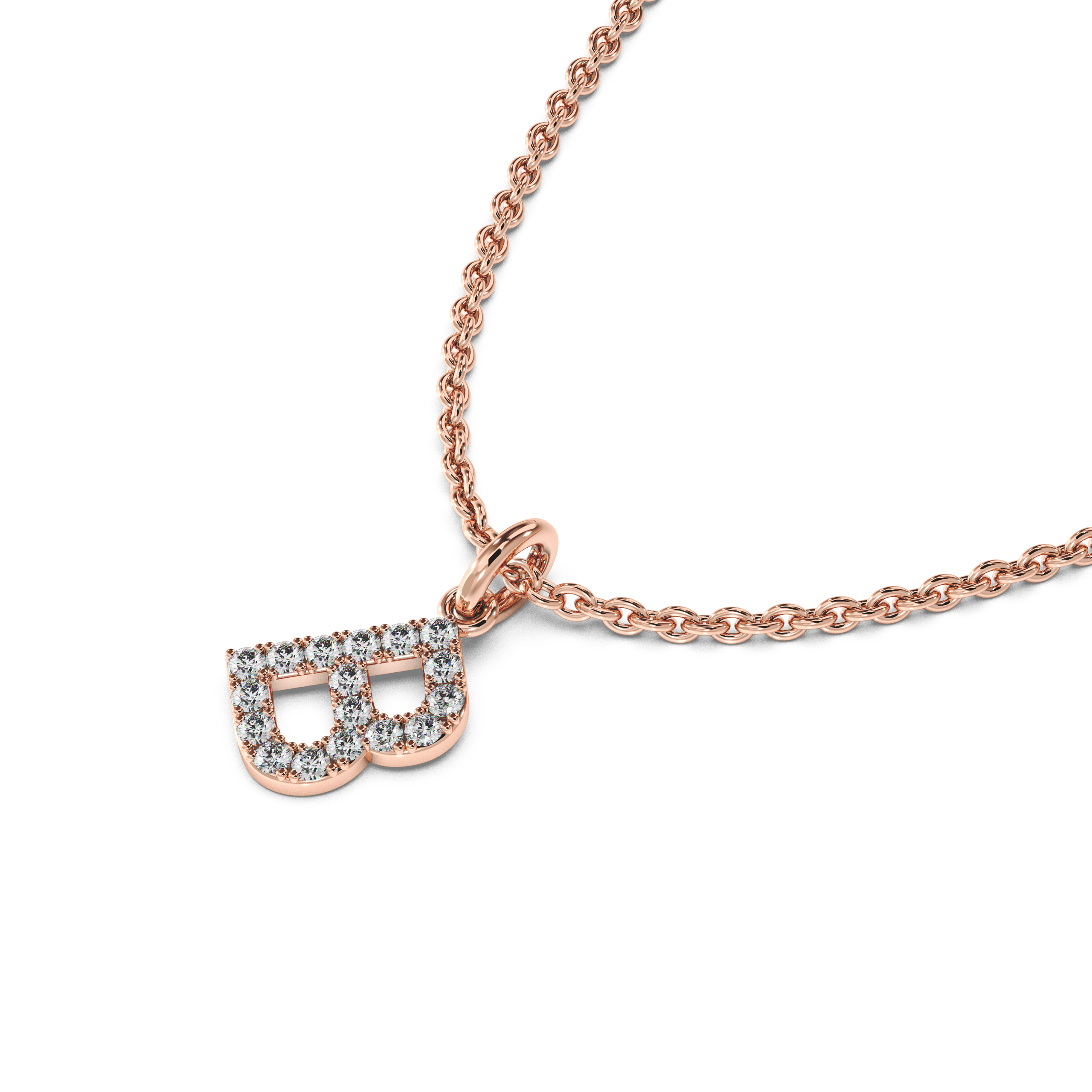 &quot;B&quot; Diamond Initial Pendant - 10mm