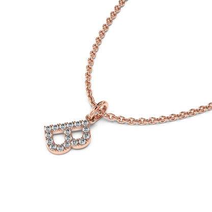 &quot;B&quot; Diamond Initial Pendant - 10mm