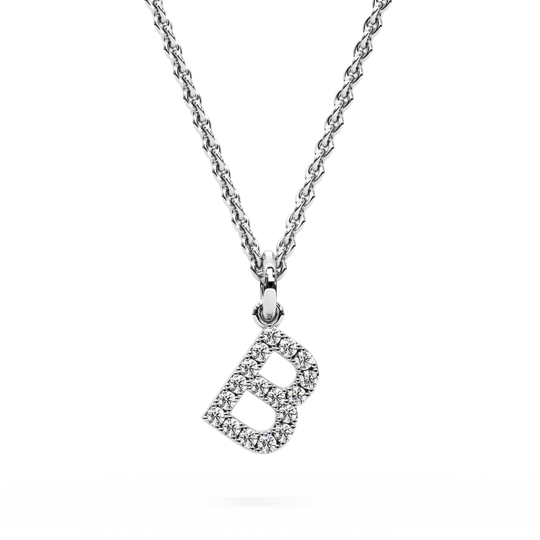 &quot;B&quot; Diamond Initial Pendant - 10mm