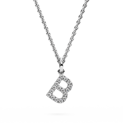&quot;B&quot; Diamond Initial Pendant - 10mm