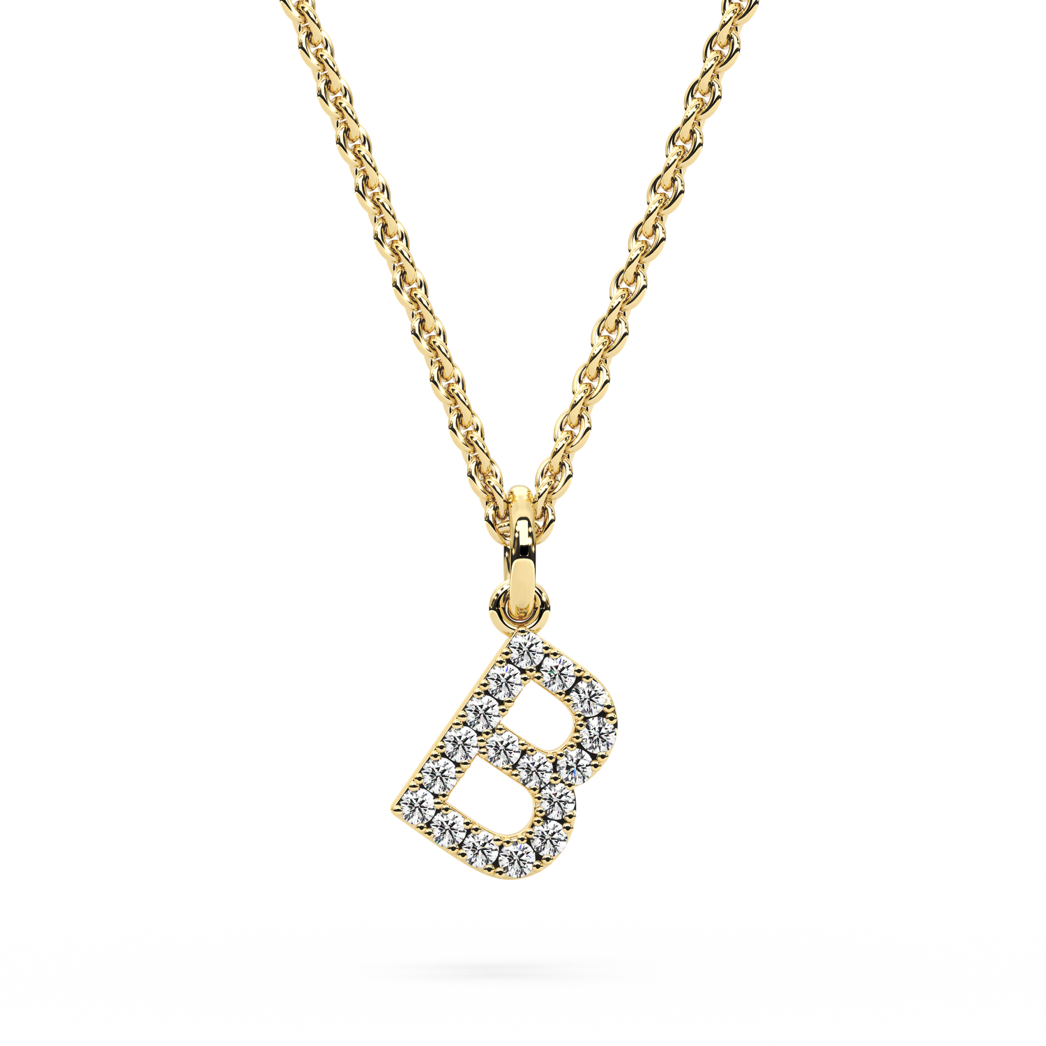 &quot;B&quot; Diamond Initial Pendant - 10mm
