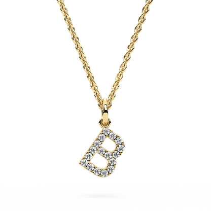 &quot;B&quot; Diamond Initial Pendant - 10mm