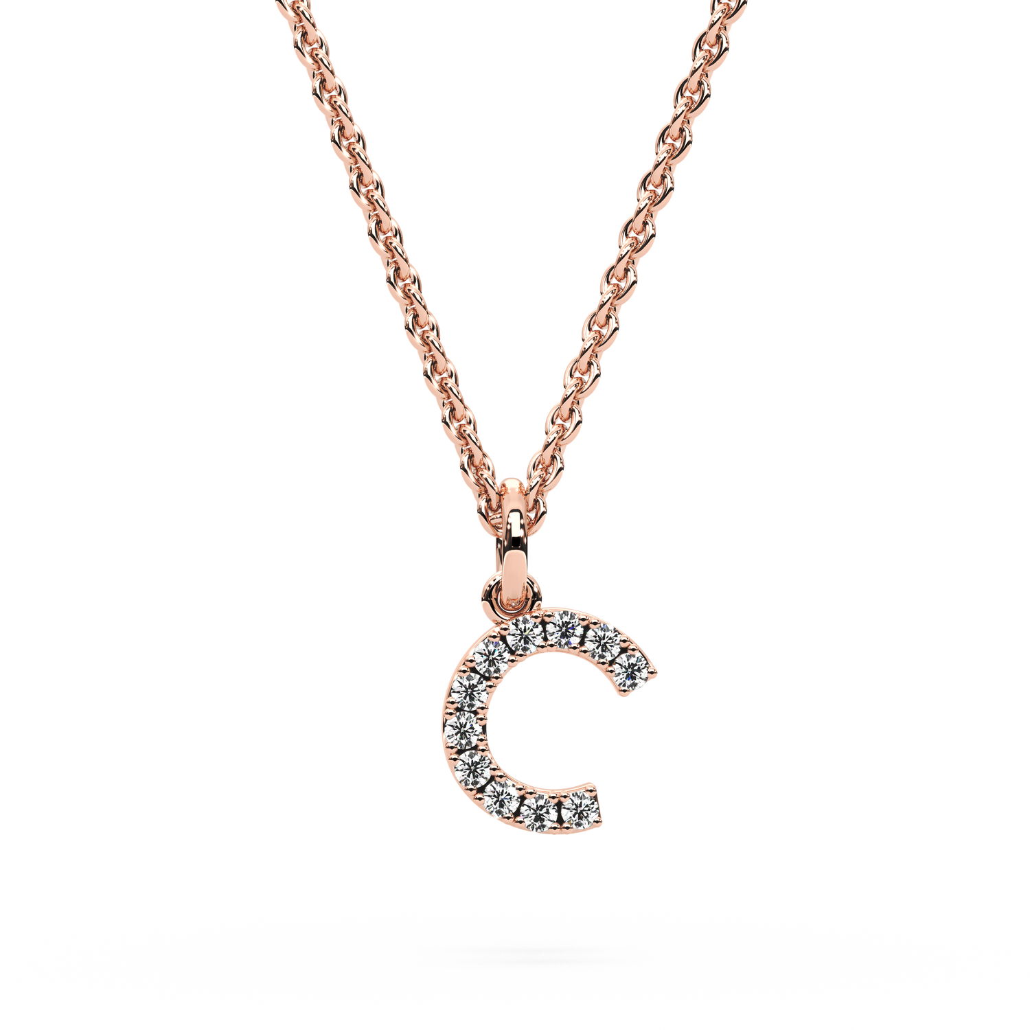 &quot;C&quot; Diamond Initial Pendant