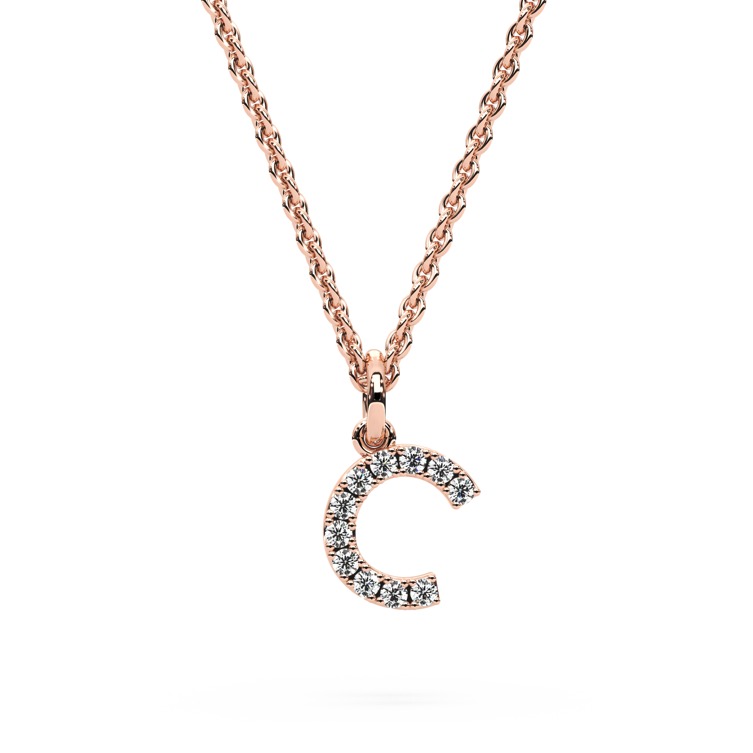 &quot;C&quot; Diamond Initial Pendant