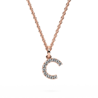 "C" Diamond Initial Pendant