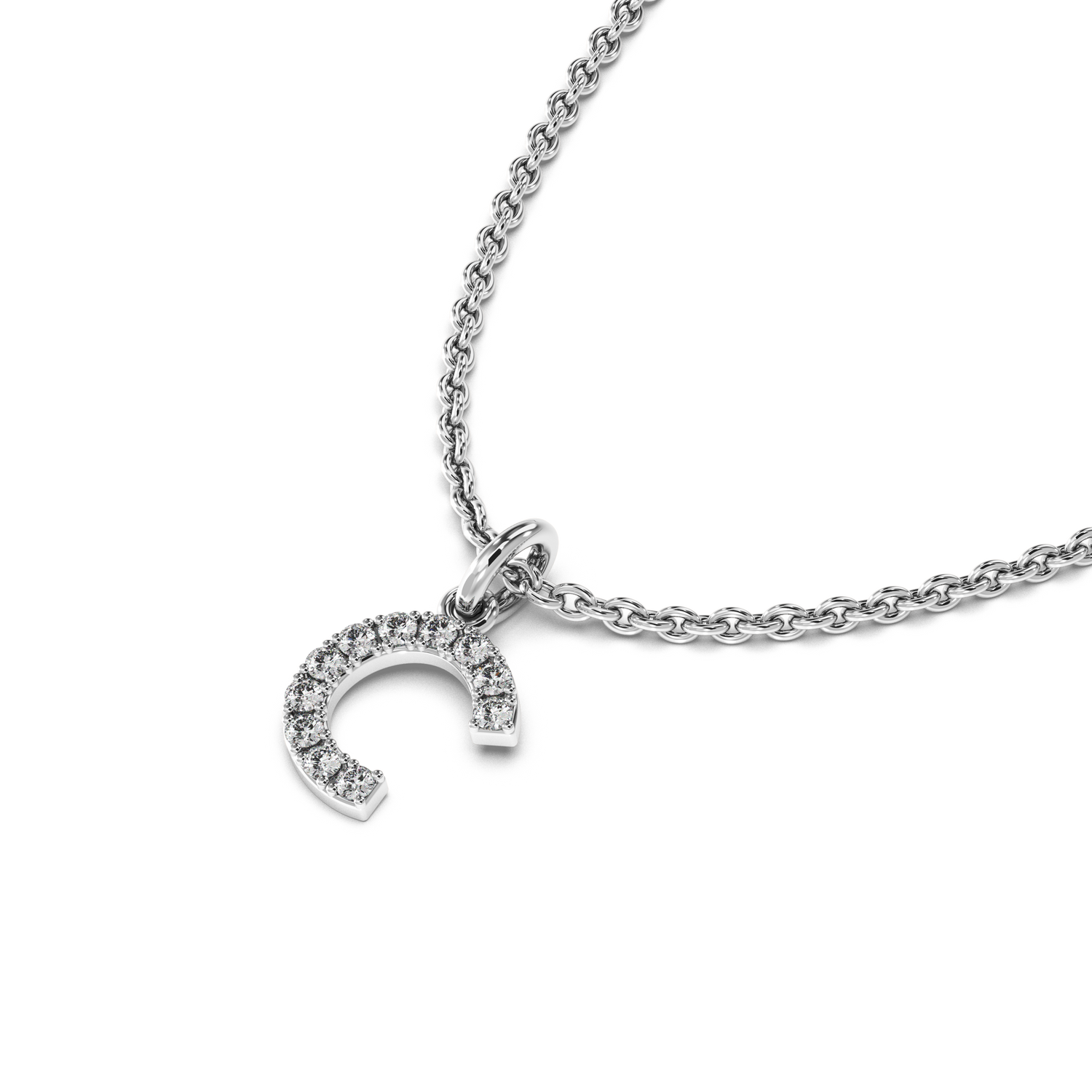 &quot;C&quot; Diamond Initial Pendant - 10mm