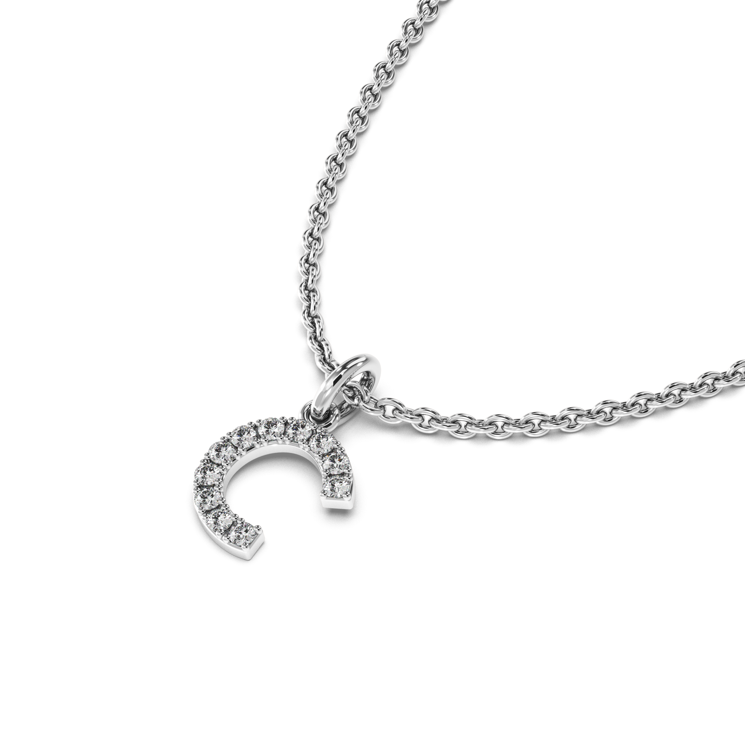 &quot;C&quot; Diamond Initial Pendant - 10mm
