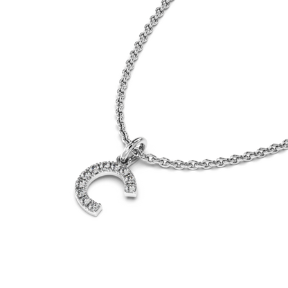 &quot;C&quot; Diamond Initial Pendant - 10mm