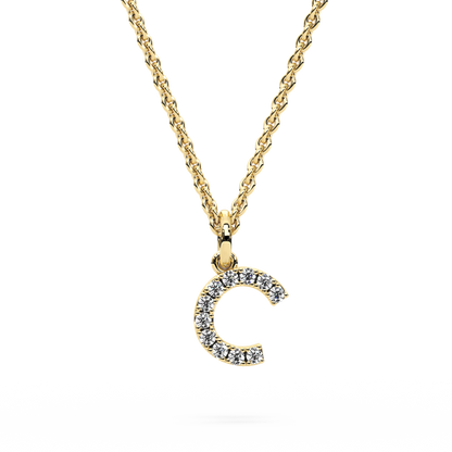 "C" Diamond Initial Pendant - 10mm