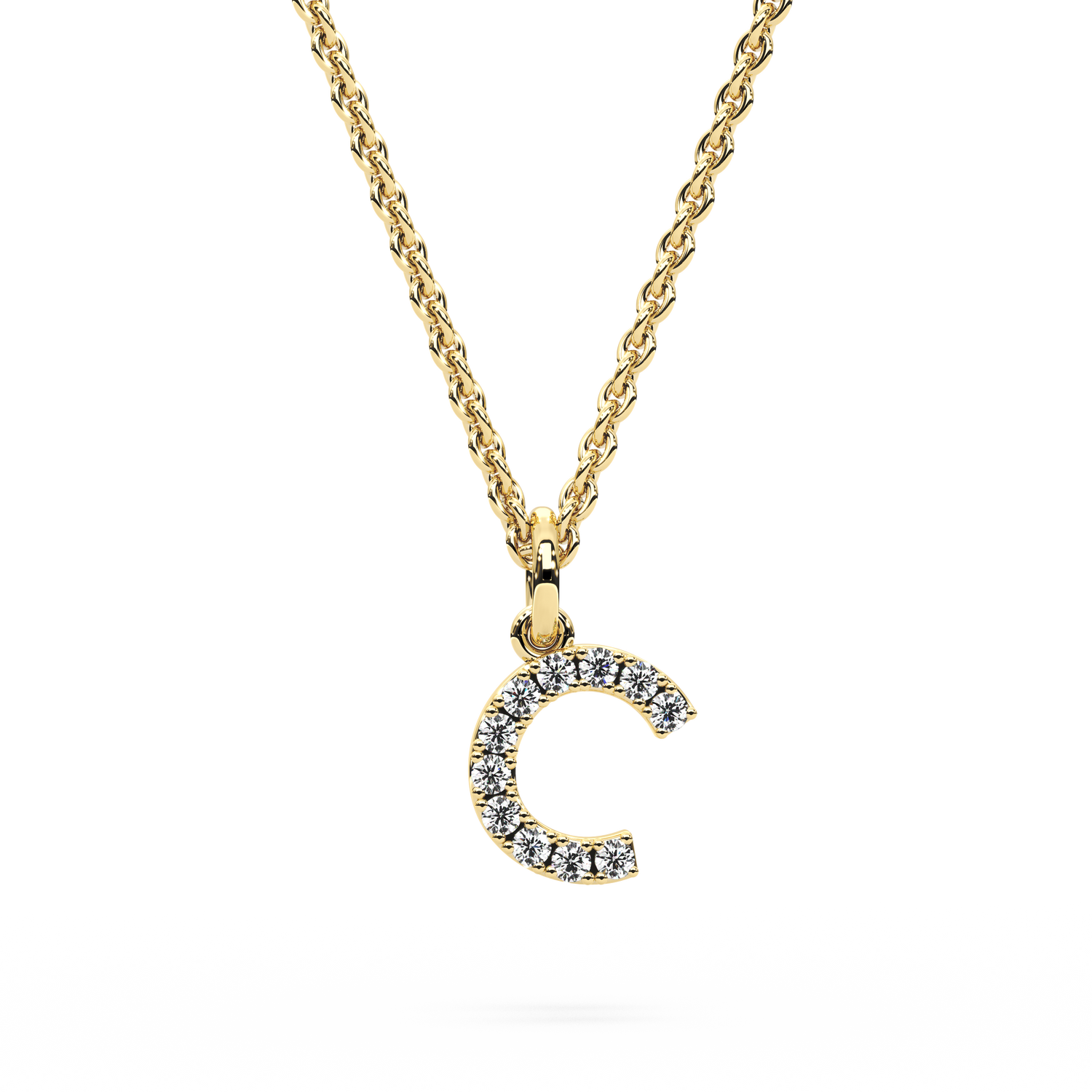 &quot;C&quot; Diamond Initial Pendant